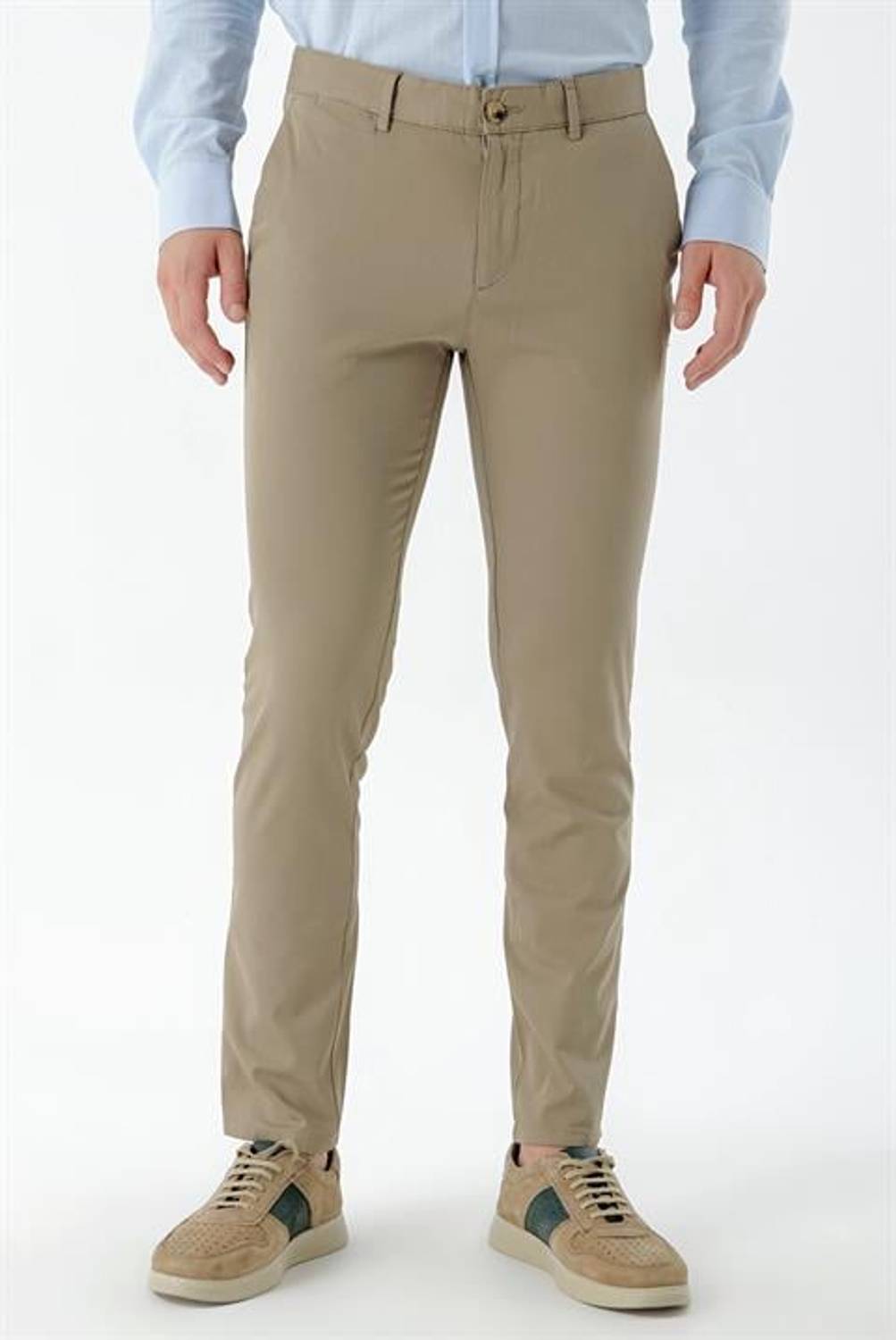 Чоловічі світло-коричневі чинос Slim Fit з бавовни з боковими кишенями