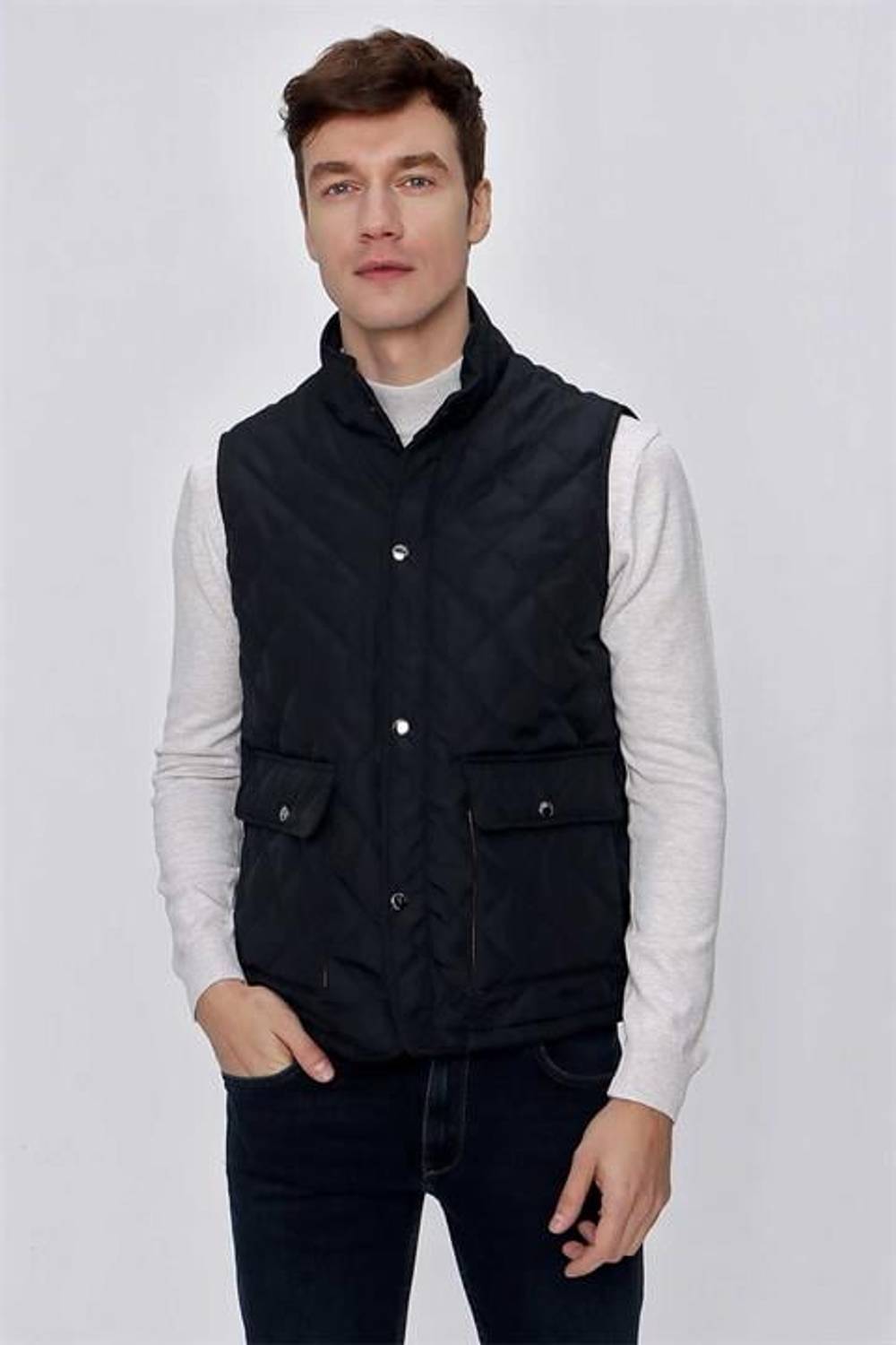 Morven Erkek Lacivert Dewspo Dynamic Fit Rahat Kesim Cepli Yelek