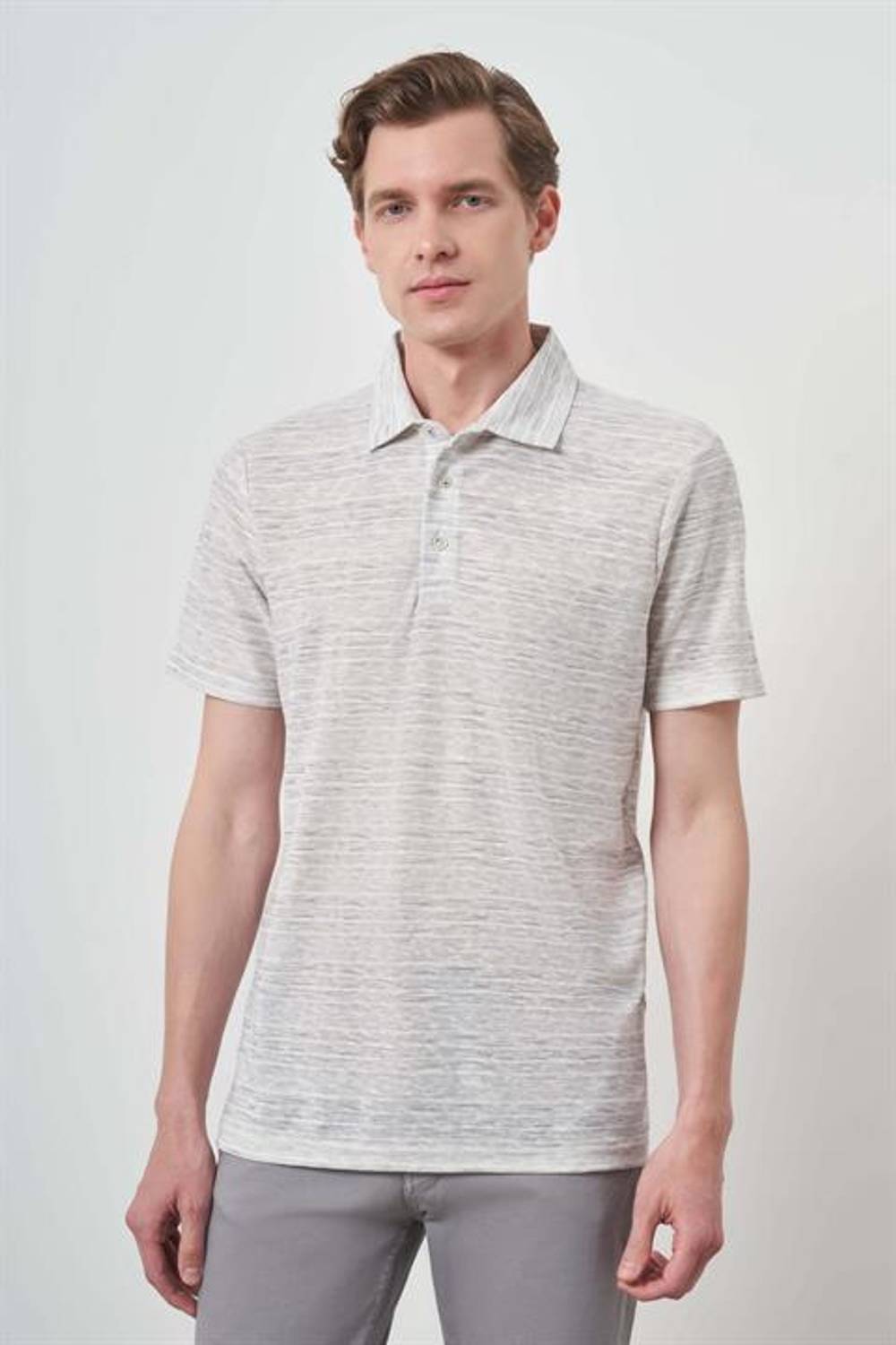 Morven Erkek Gri Trend Dinamik Fit Polo Yaka T-Shirt