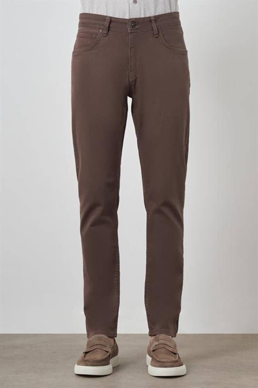 Morven Erkek KAHVE Pamuk 5 Cep Slim Fit Jean Kot Pantolon