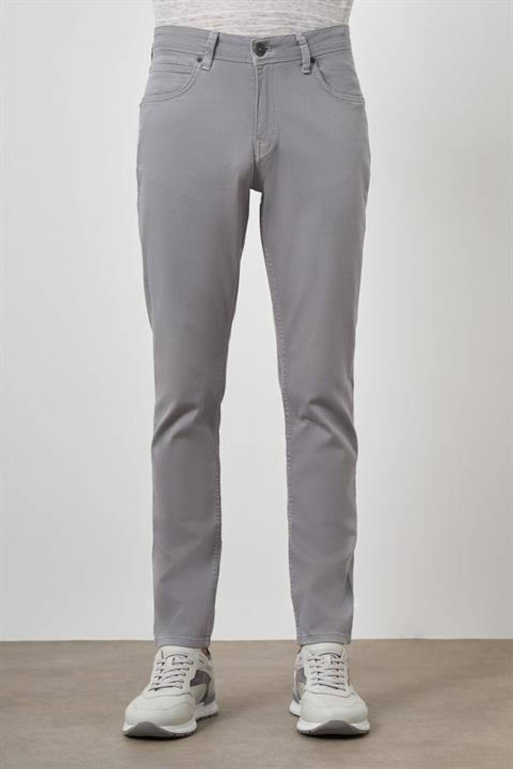 Morven Erkek Gri Pamuk 5 Cep Slim Fit Jean Kot Pantolon