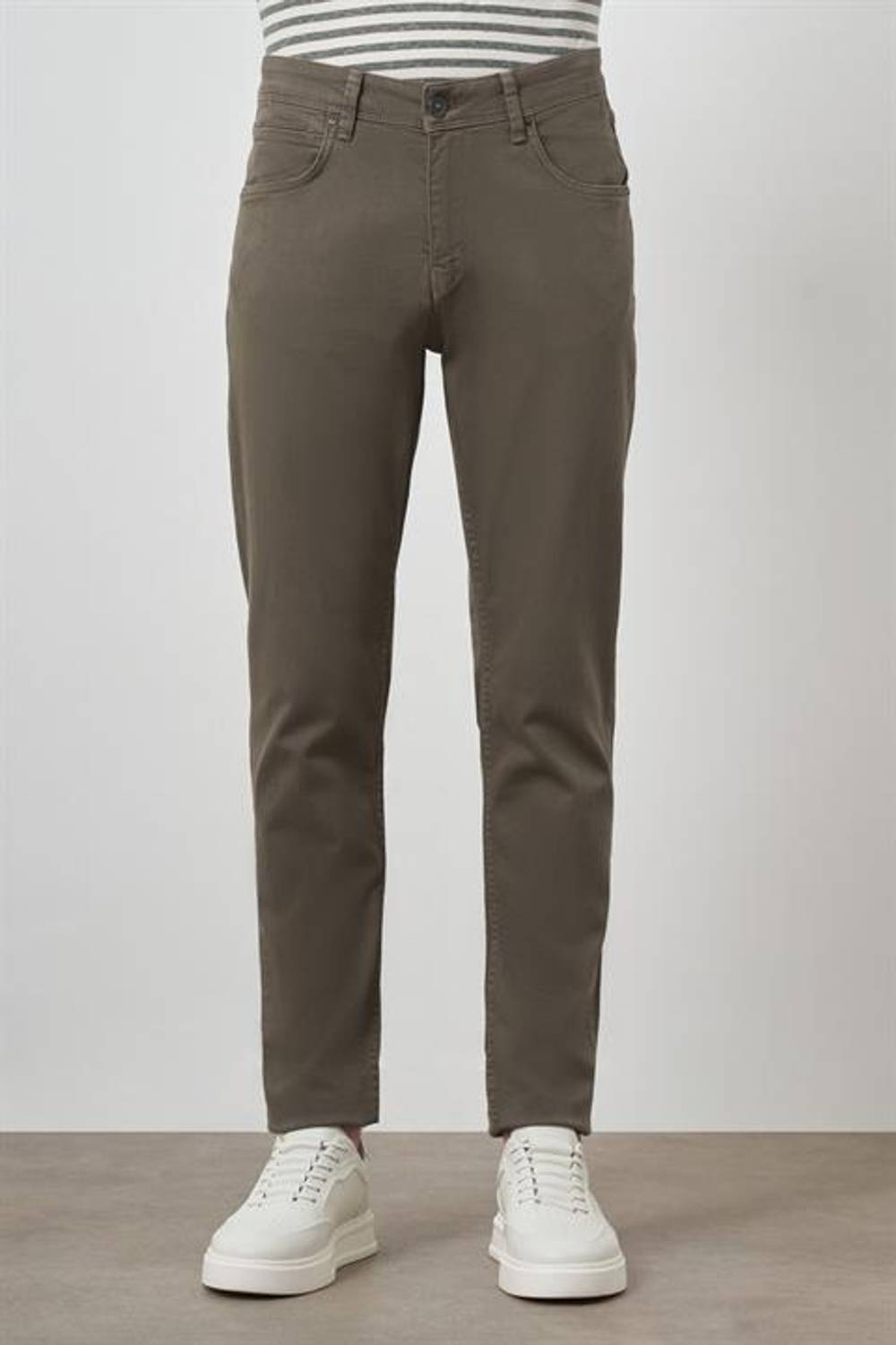 Morven Erkek Haki Pamuk 5 Cep Slim Fit Jean Kot Pantolon
