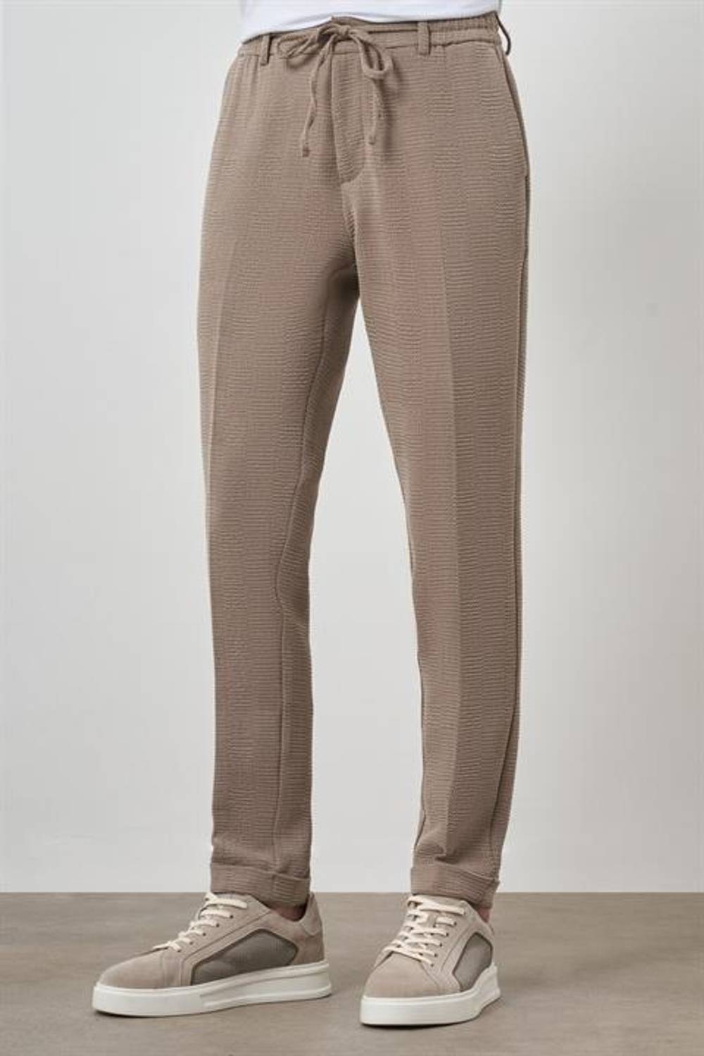 Morven Erkek Bej Trend Slim Fit İpli Jogger Pantolon