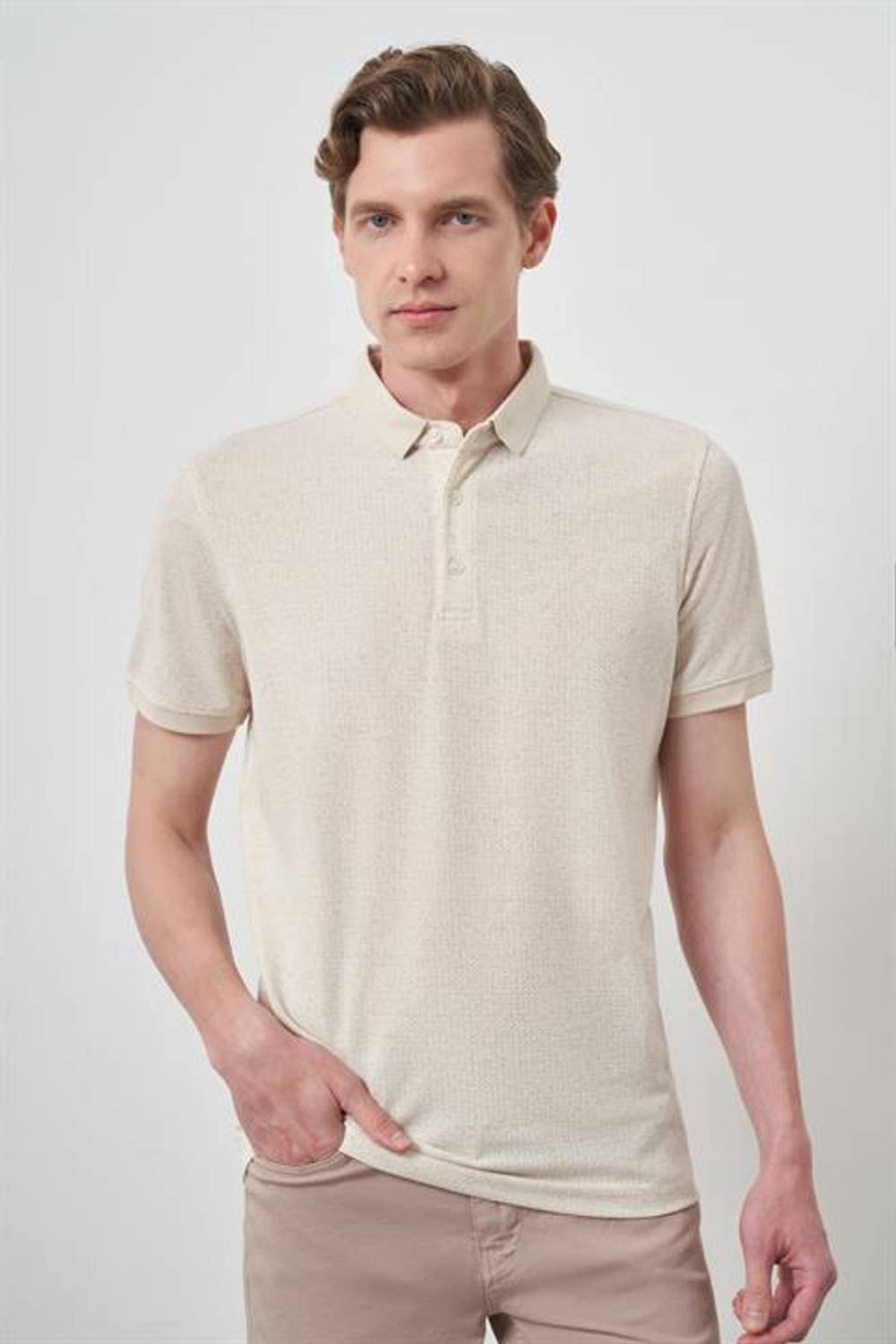 Morven Erkek Kremrengi Trend  Polo Yaka T-Shirt