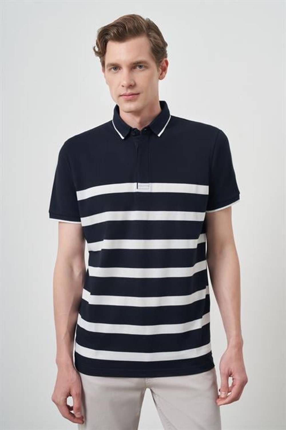 Morven Erkek Lacivert Trend Rınger Polo Yaka T-Shirt