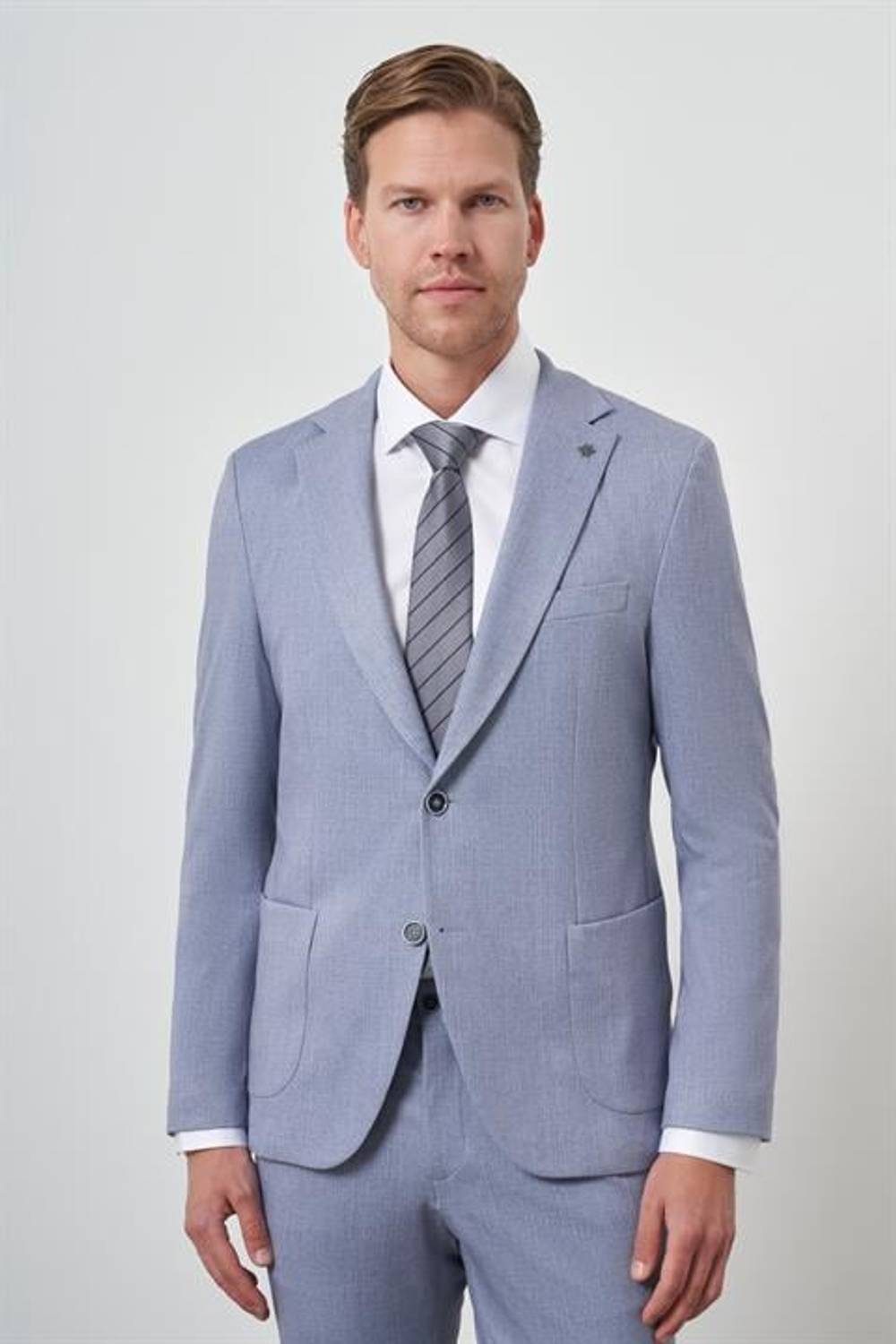 Morven Erkek İndigo Trend Slim Fit Mono Yaka Takım Elbise