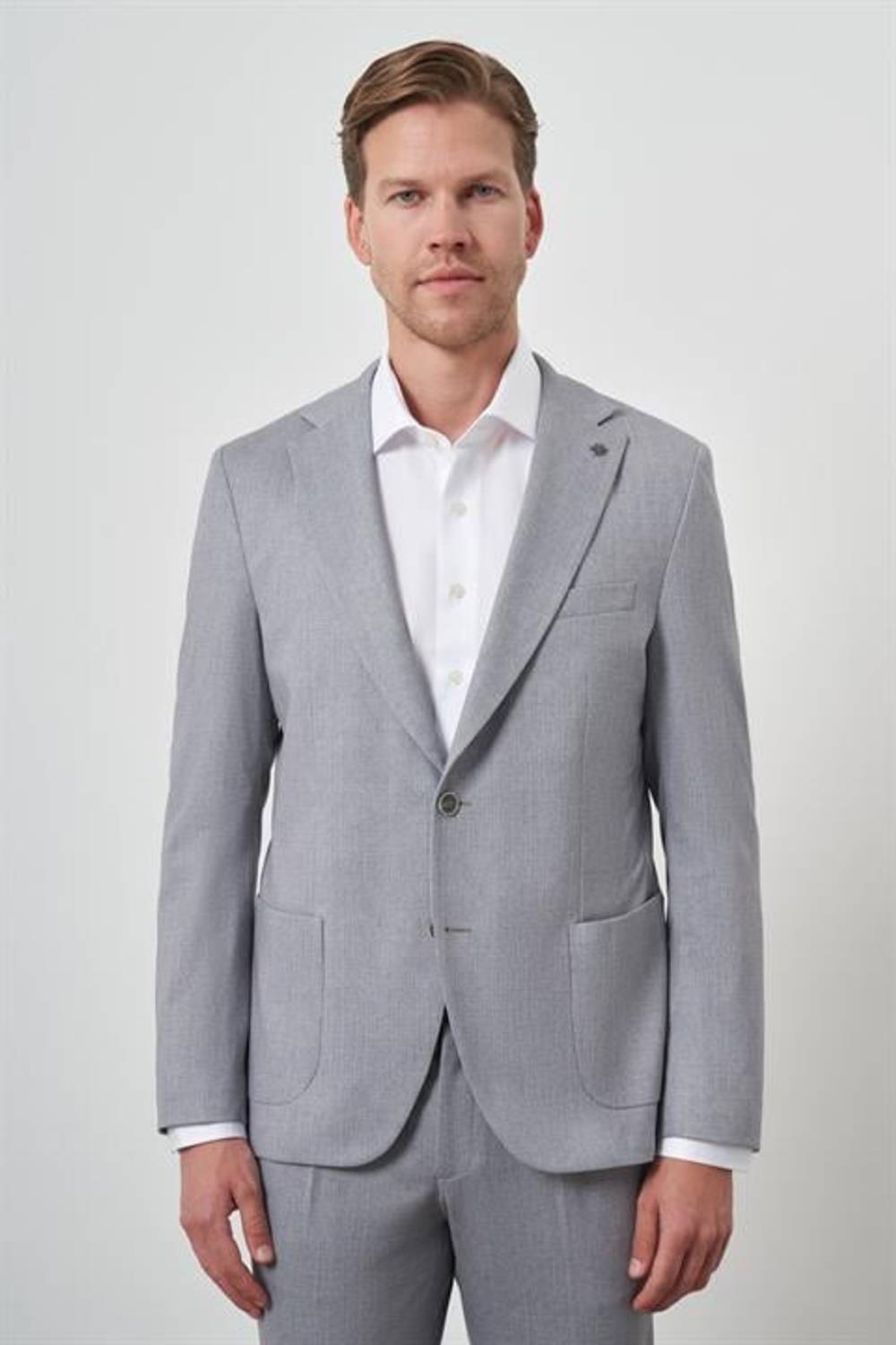 Morven Erkek Gri Trend Slim Fit Mono Yaka Takım Elbise
