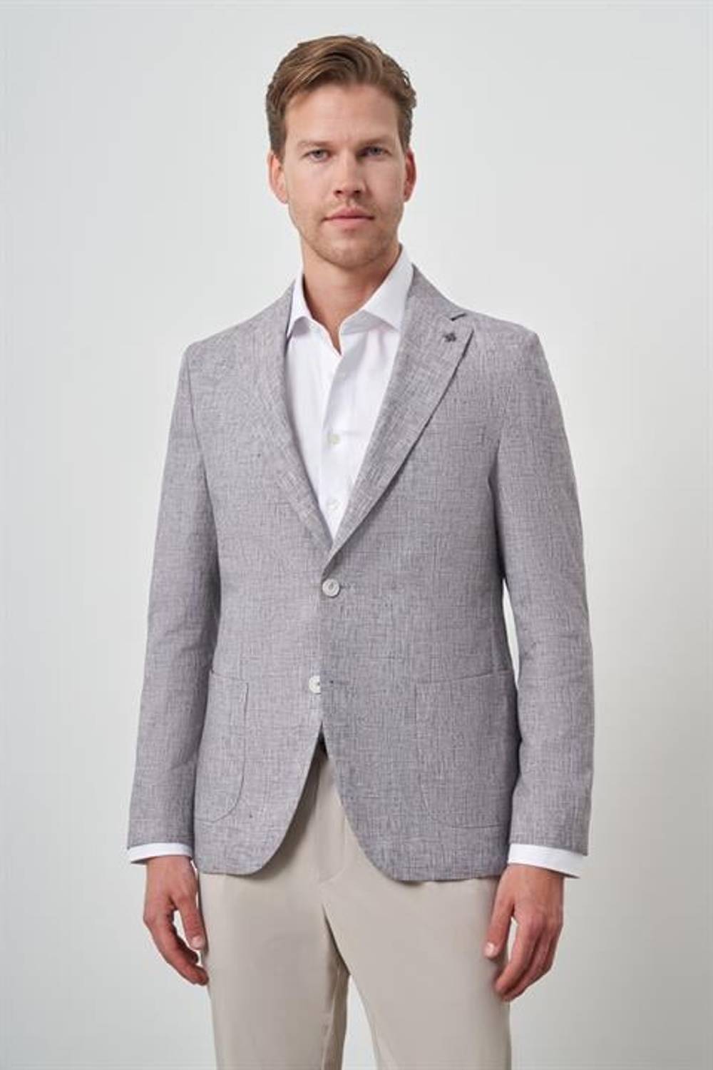 Morven Erkek Vişne Keten Dokuma  Slim Fit Mono Yaka Ceket