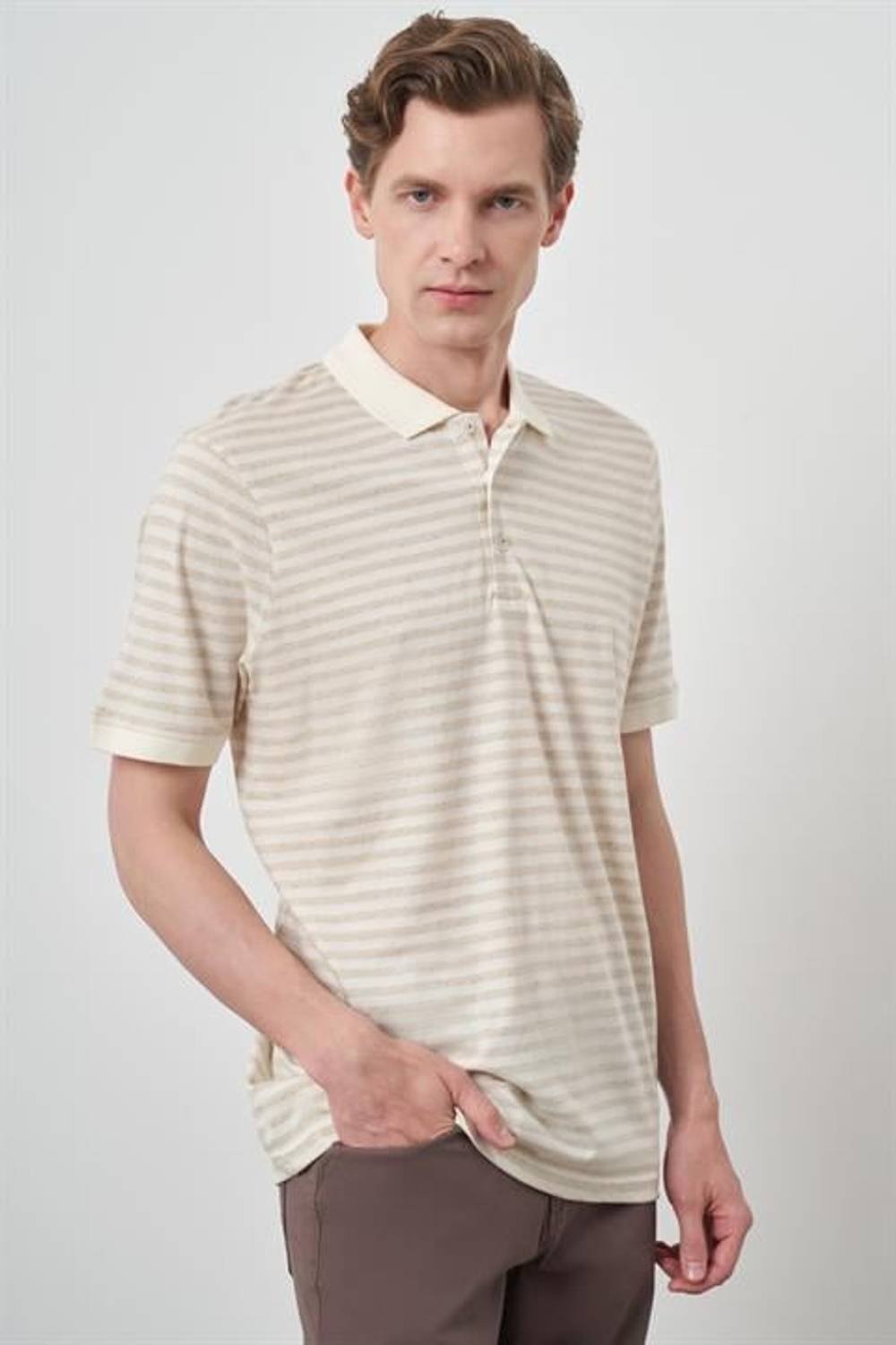Morven Erkek Bej Trend  Polo Yaka T-Shirt