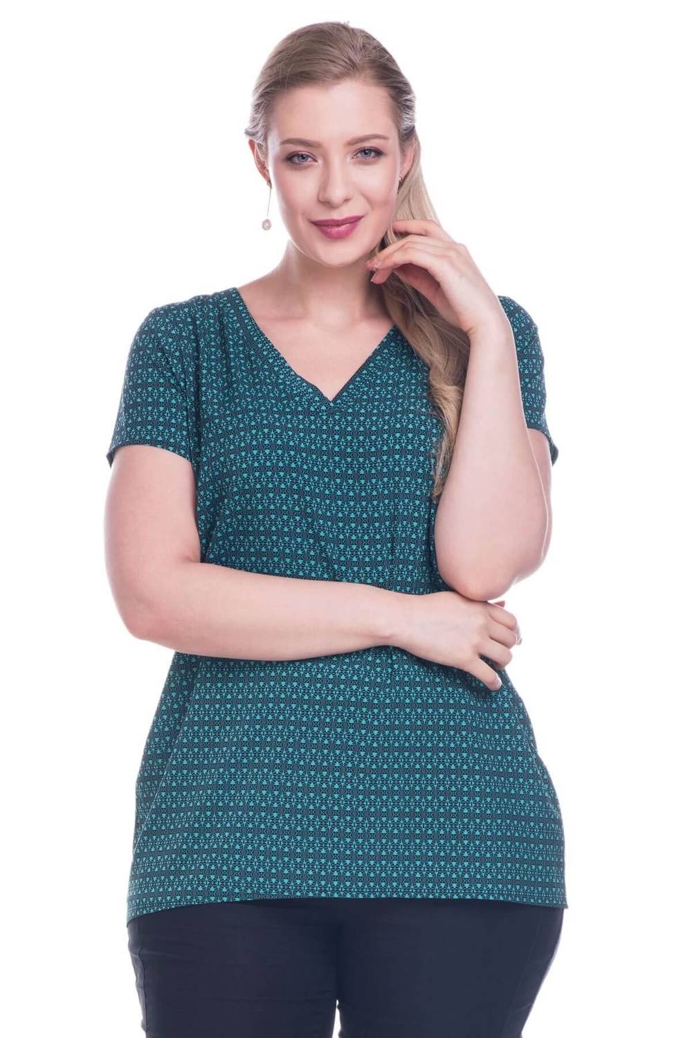 Short Sleeve V-Neck Crepe T-Shirt