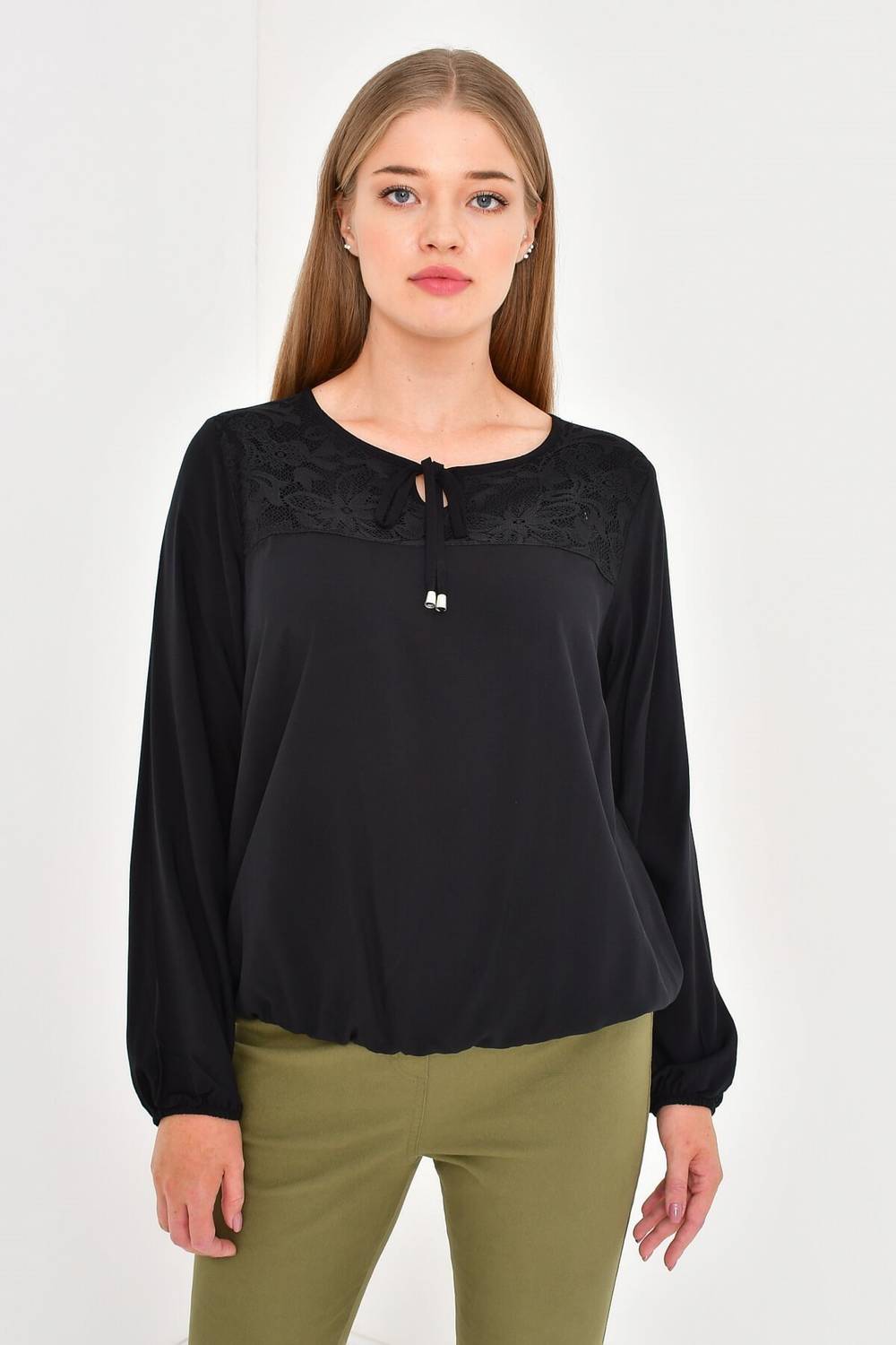 Front Bow Lace Lacy Blouse