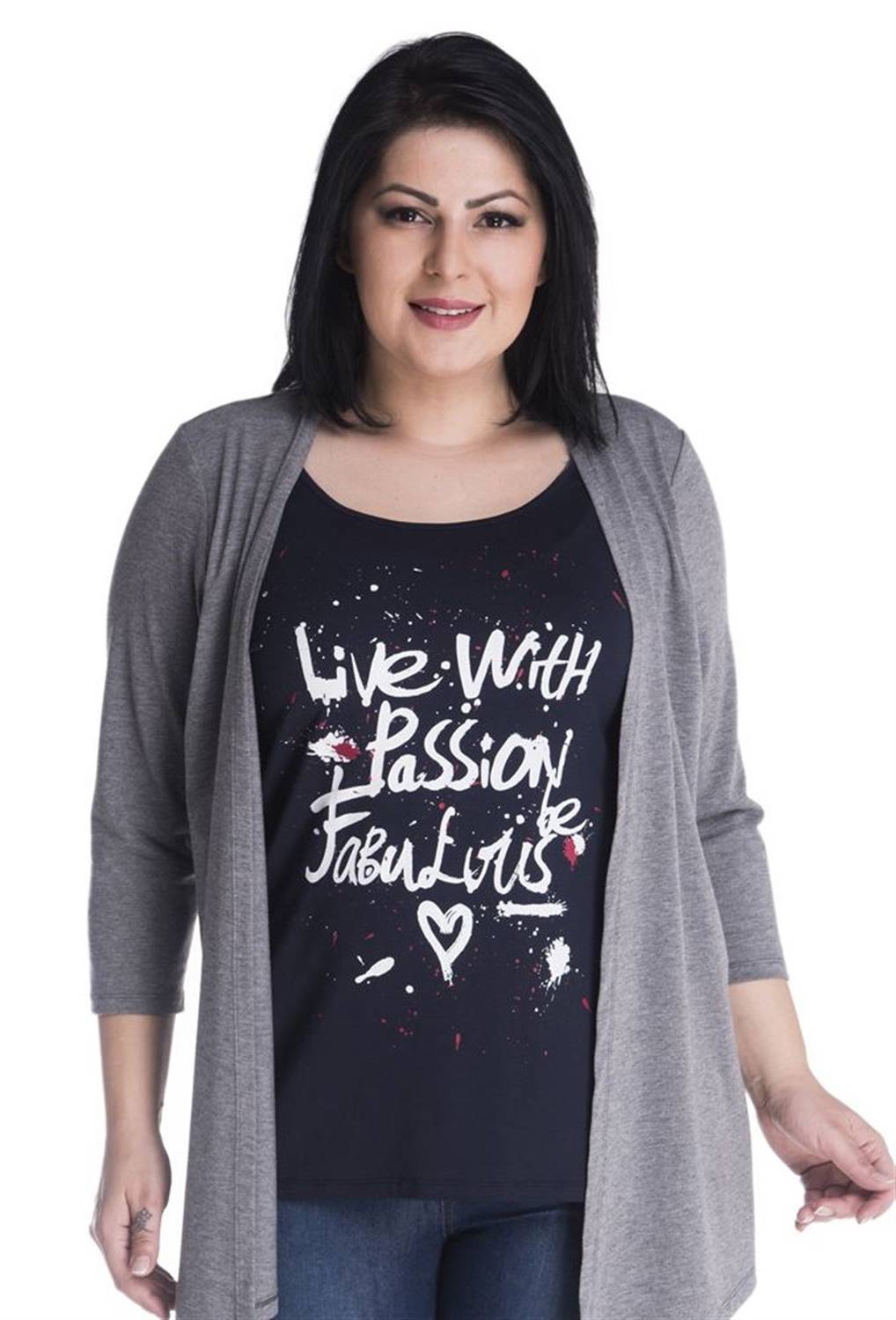 Front Printed Singlet And Cardigan Double Set