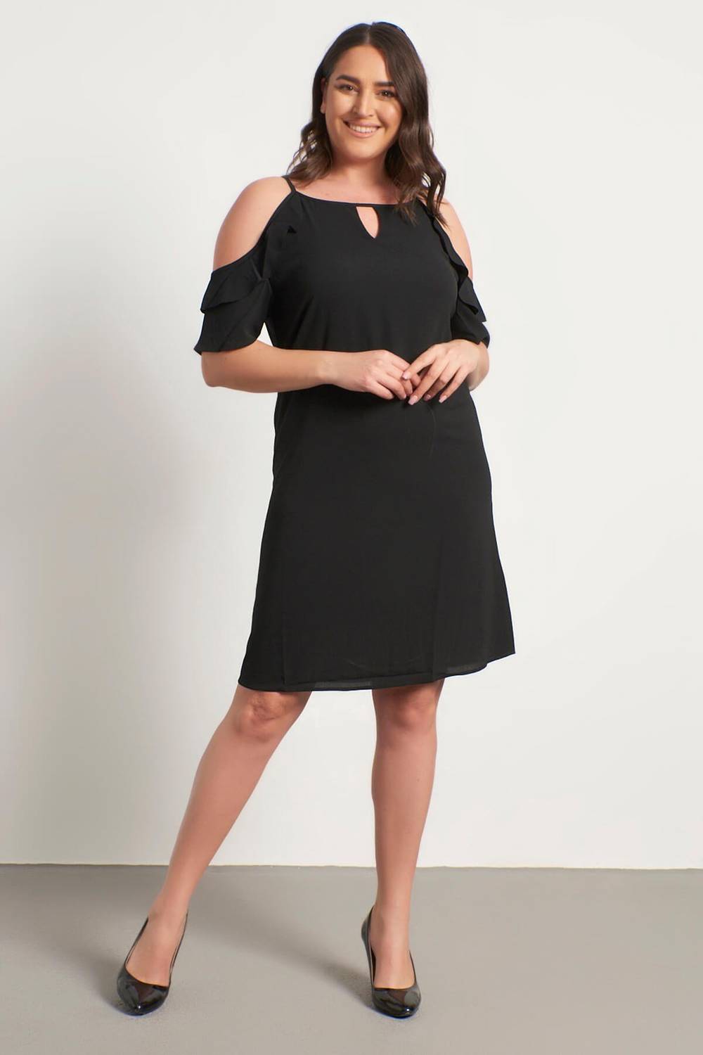 Ruffled Dress with Window on the Sleeves