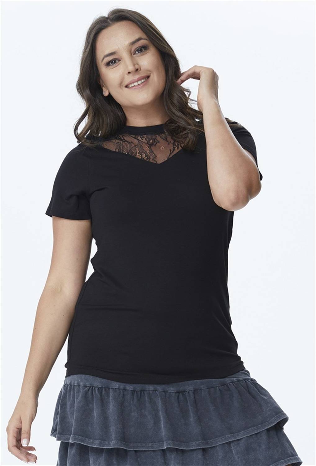 Front V-Neck Ruched T-Shirt