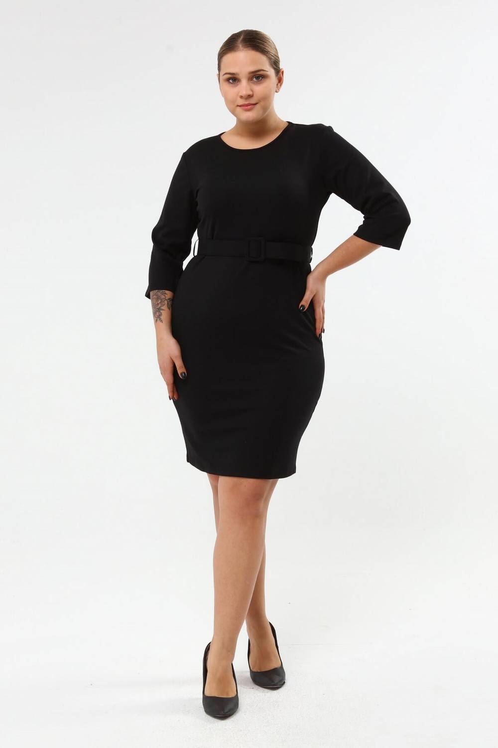 Beli Kemerli Örme Elbise