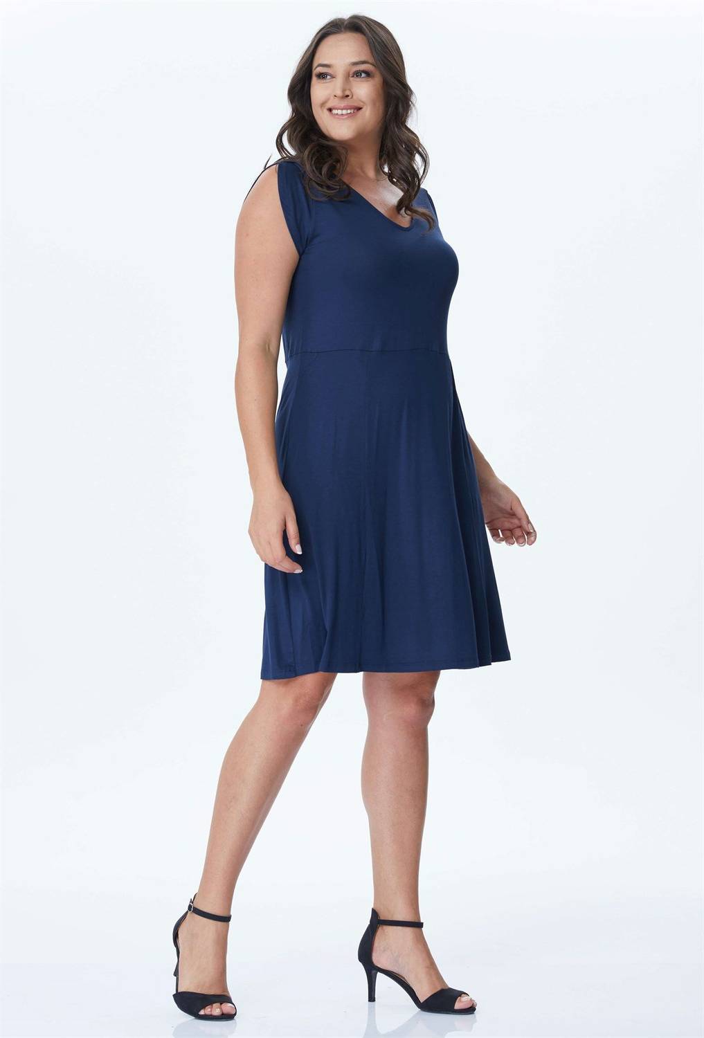 Платье большого размера с V-образным вырезом и японскими рукавами, глубокий цвет с 96% вискозы для комфортной носки