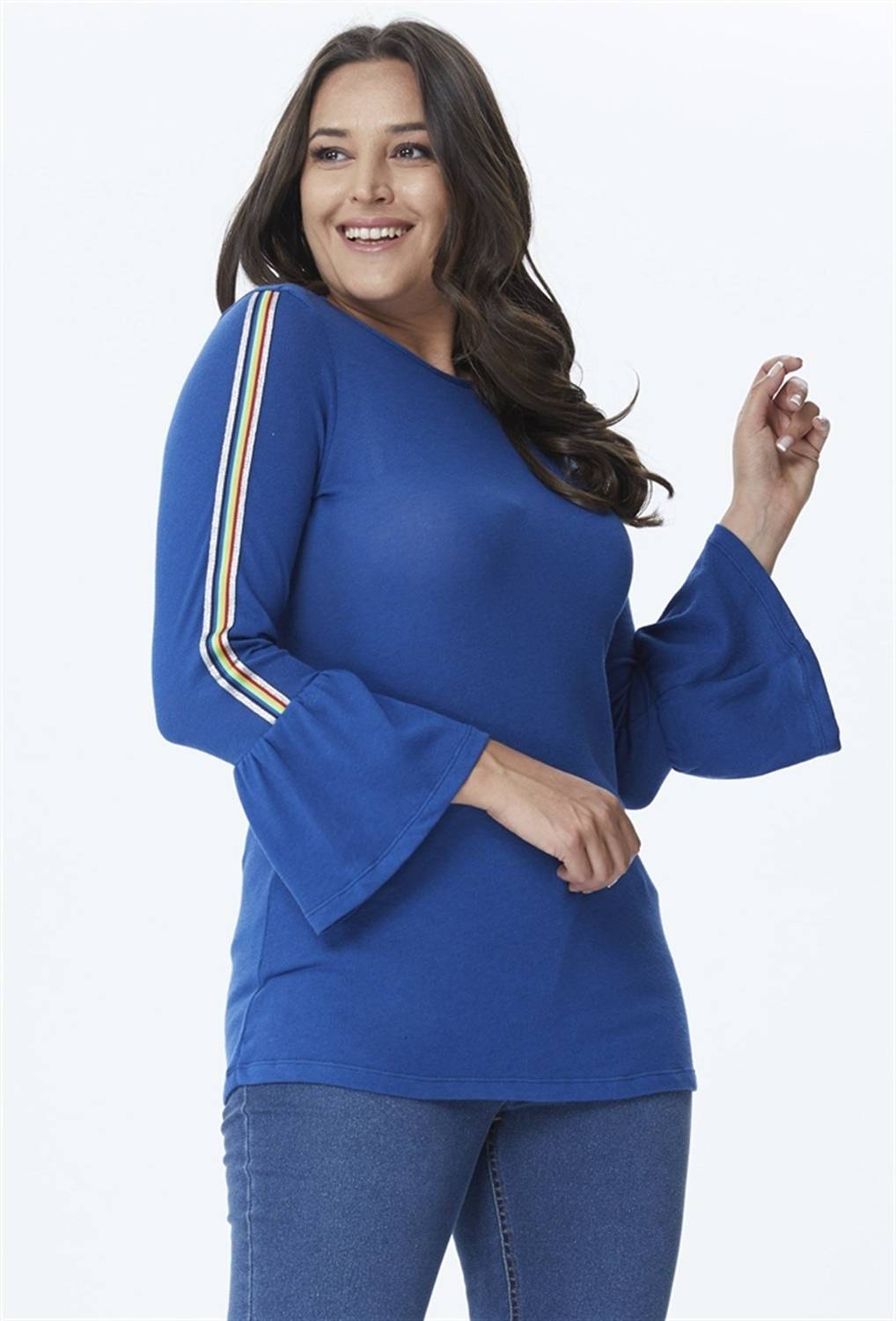 Knitted Blouse with Ribbon Ribbon Detailed Sleeves