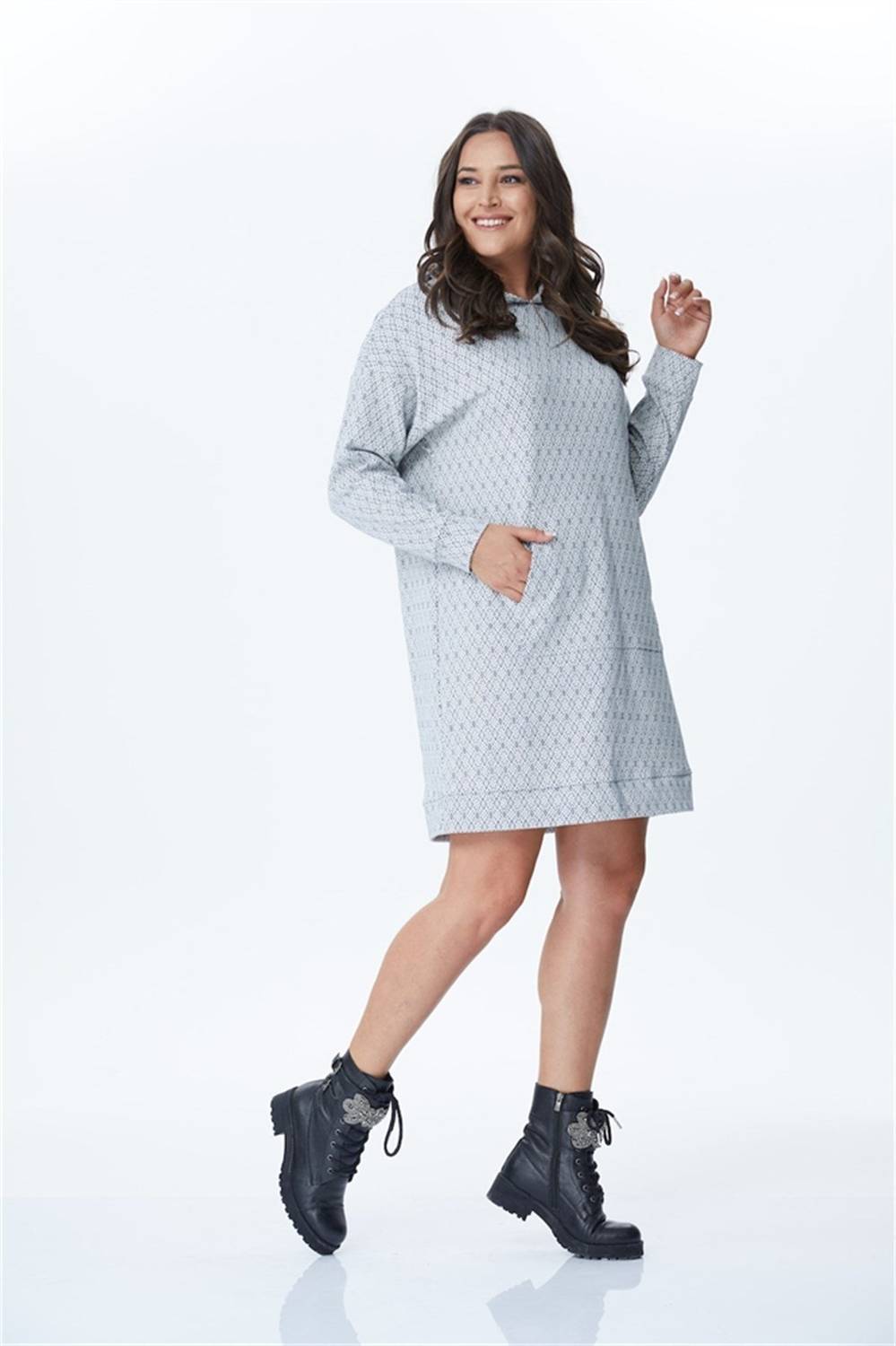Hooded Long Sweat Shirt Dress