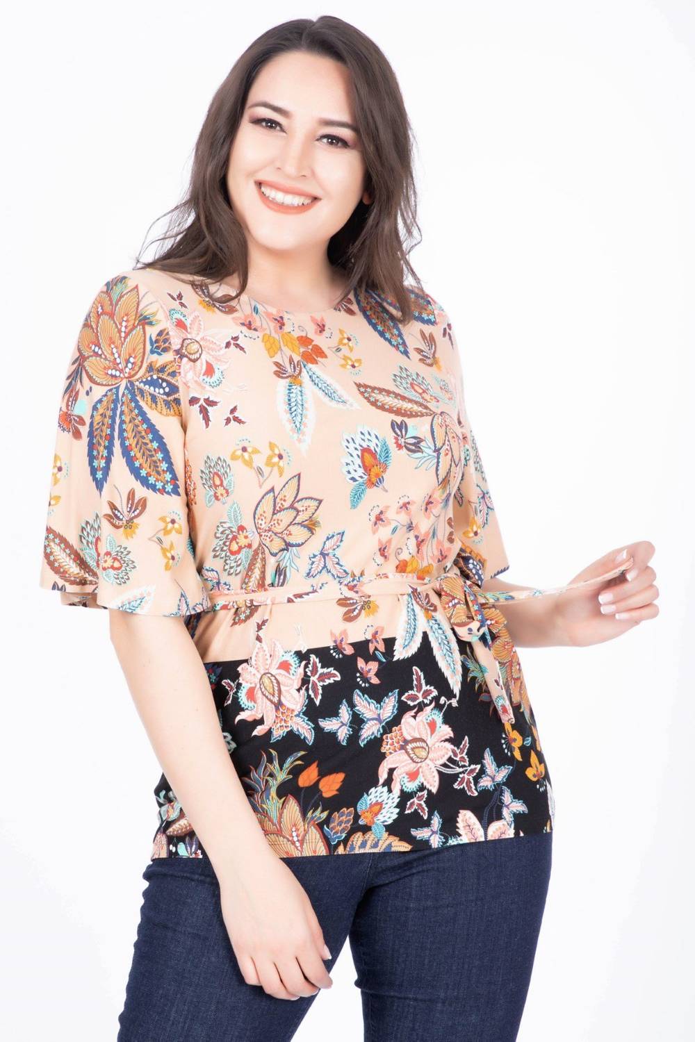 Pelerin Kol Desenli Bluz