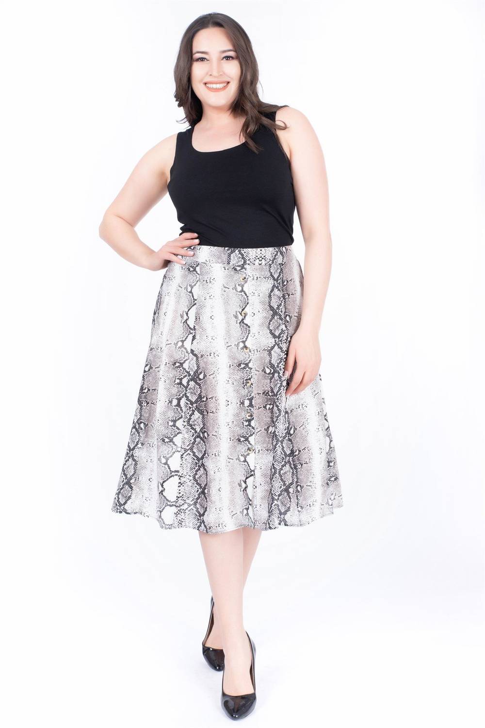 Önden Düğmeli Çan Etek