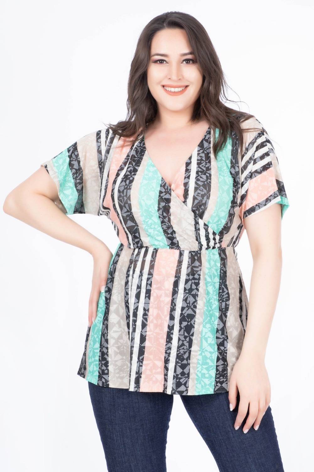 Wrapped Striped Blouse