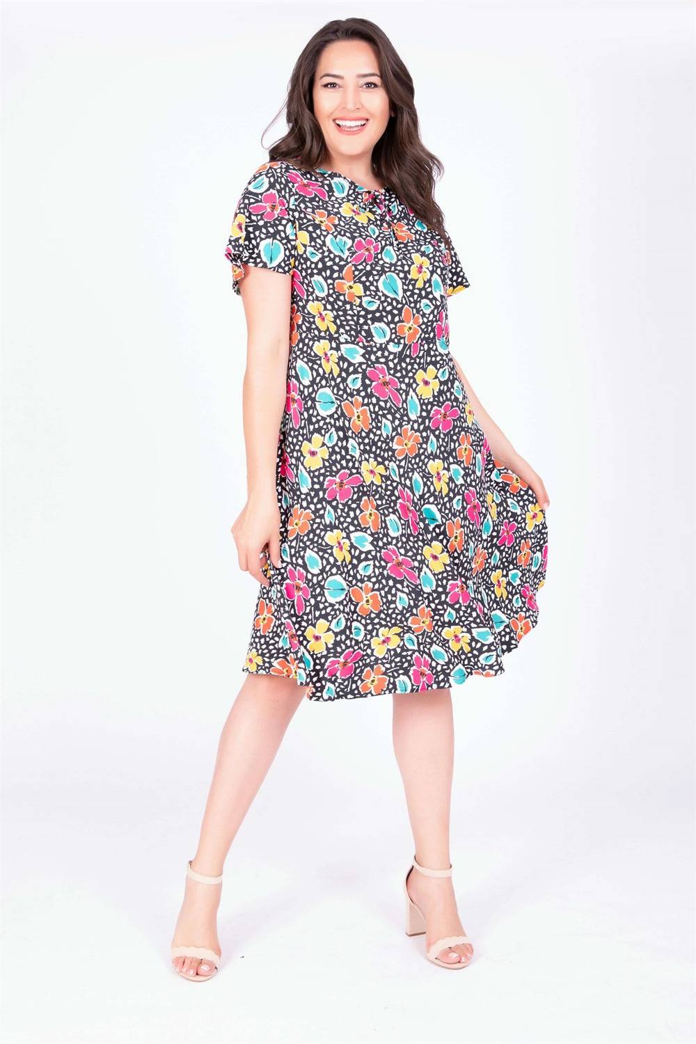 Cloak Sleeve Floral Dress