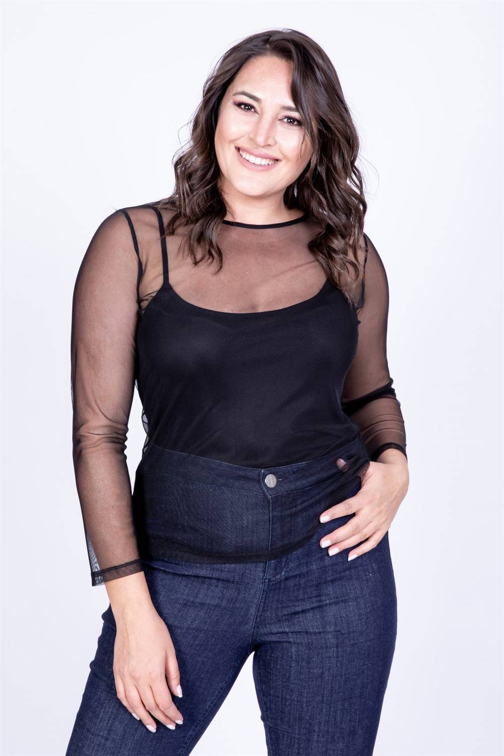 Футболка большого размера с длинным рукавом, черная, стандартная посадка, 100% полиэстер, круглый вырез