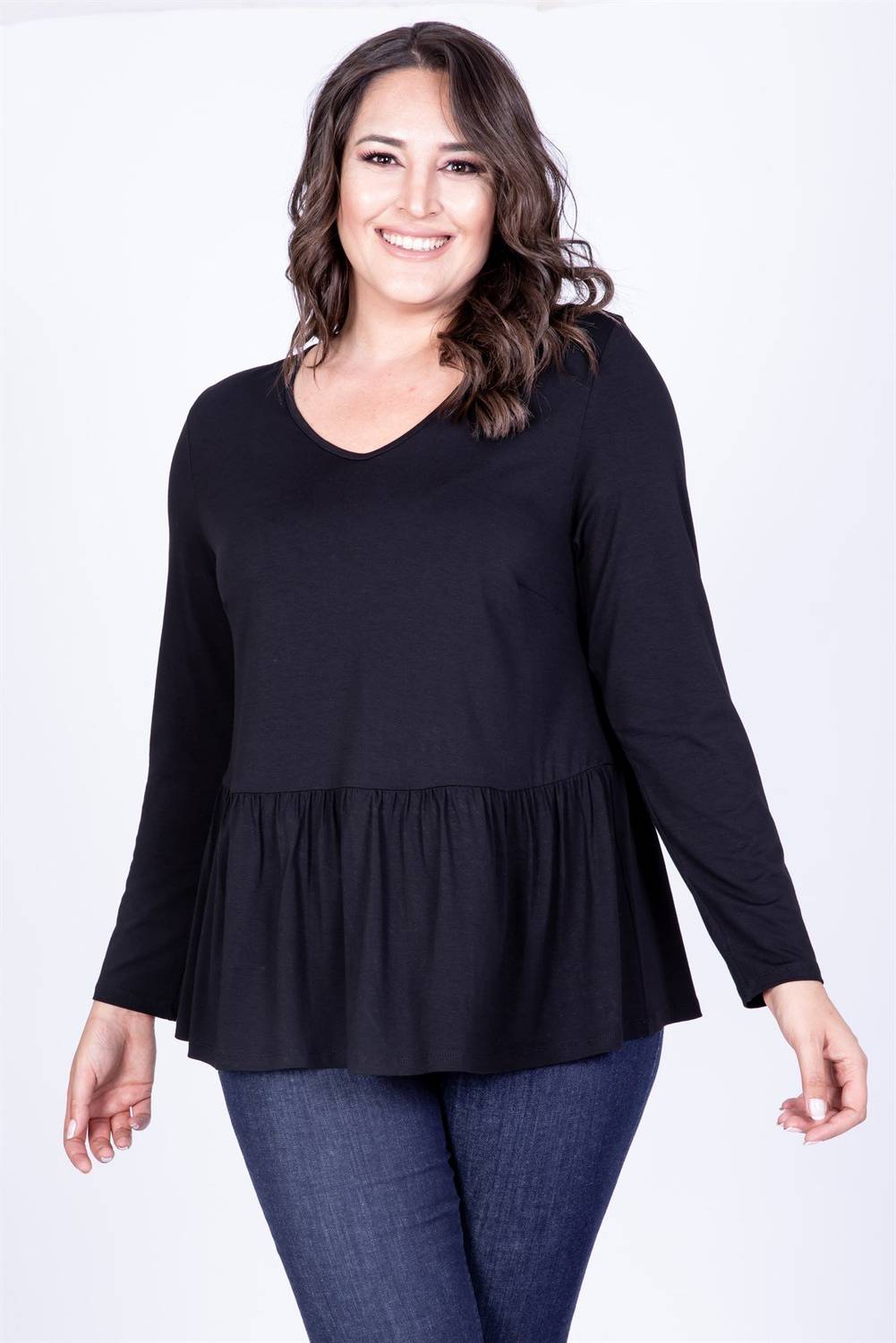 V Yaka Beli Büzgülü Bluz