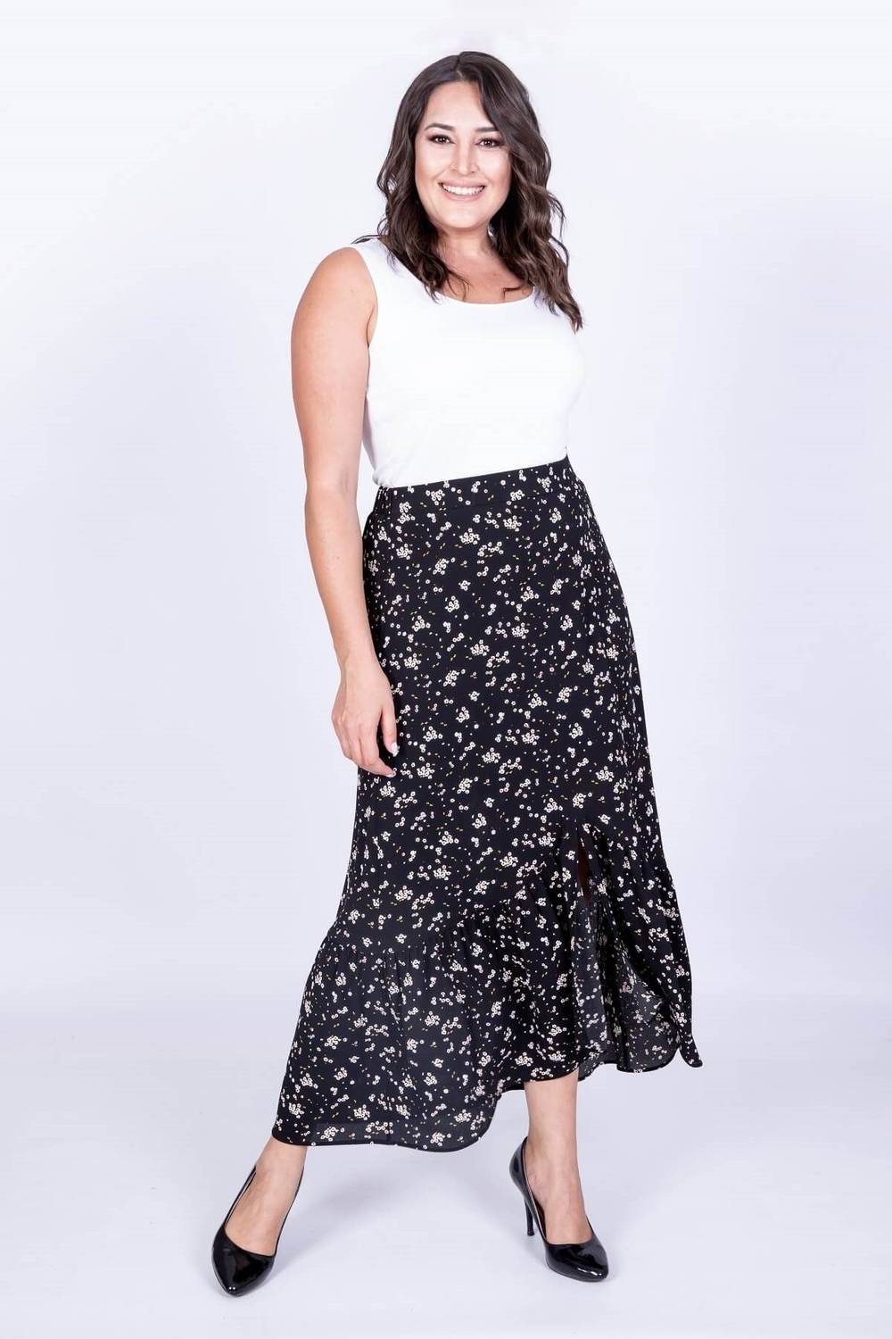 Uzun Fırfır Detaylı Etek