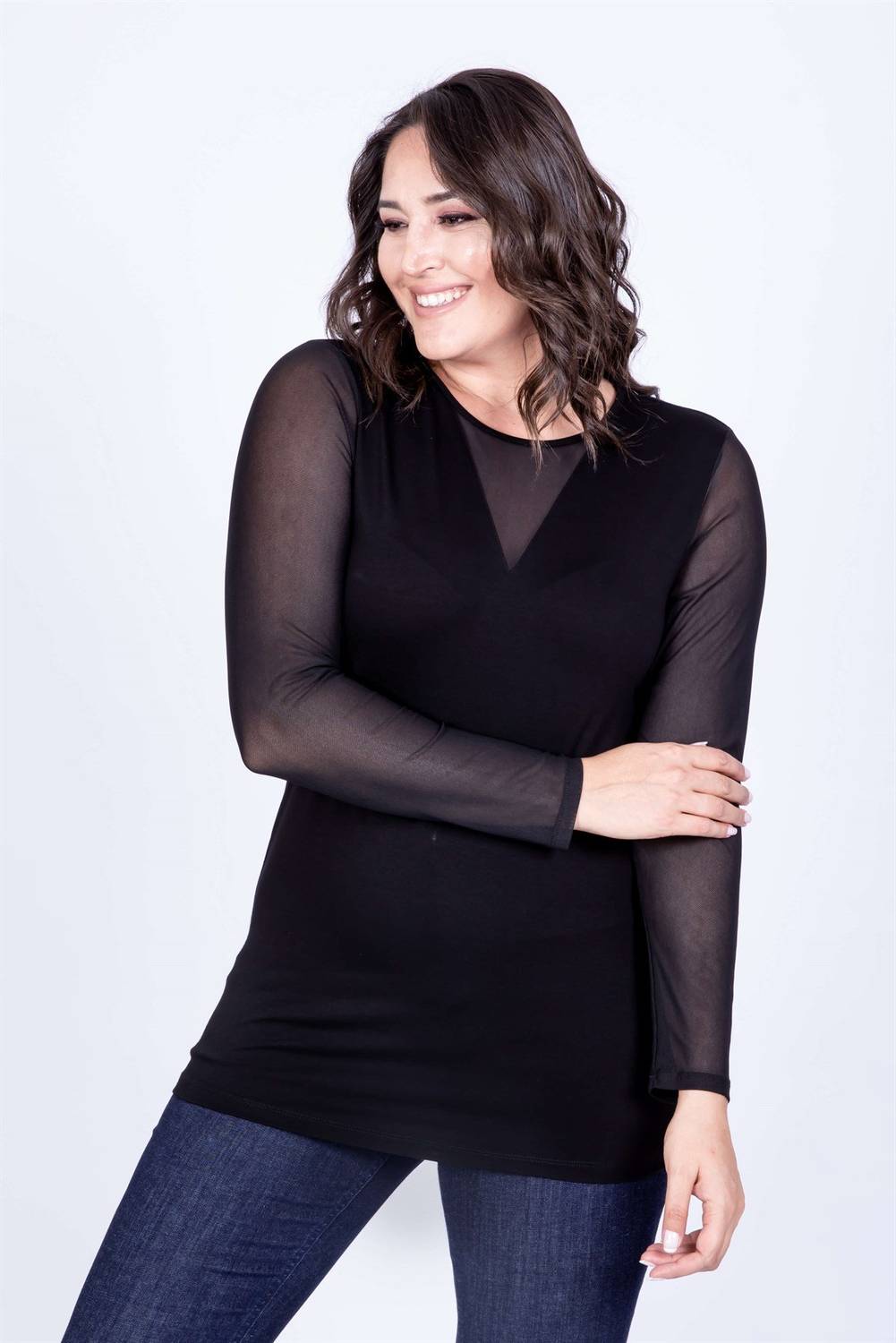 Sleeves and Collar Mesh Detailed Blouse