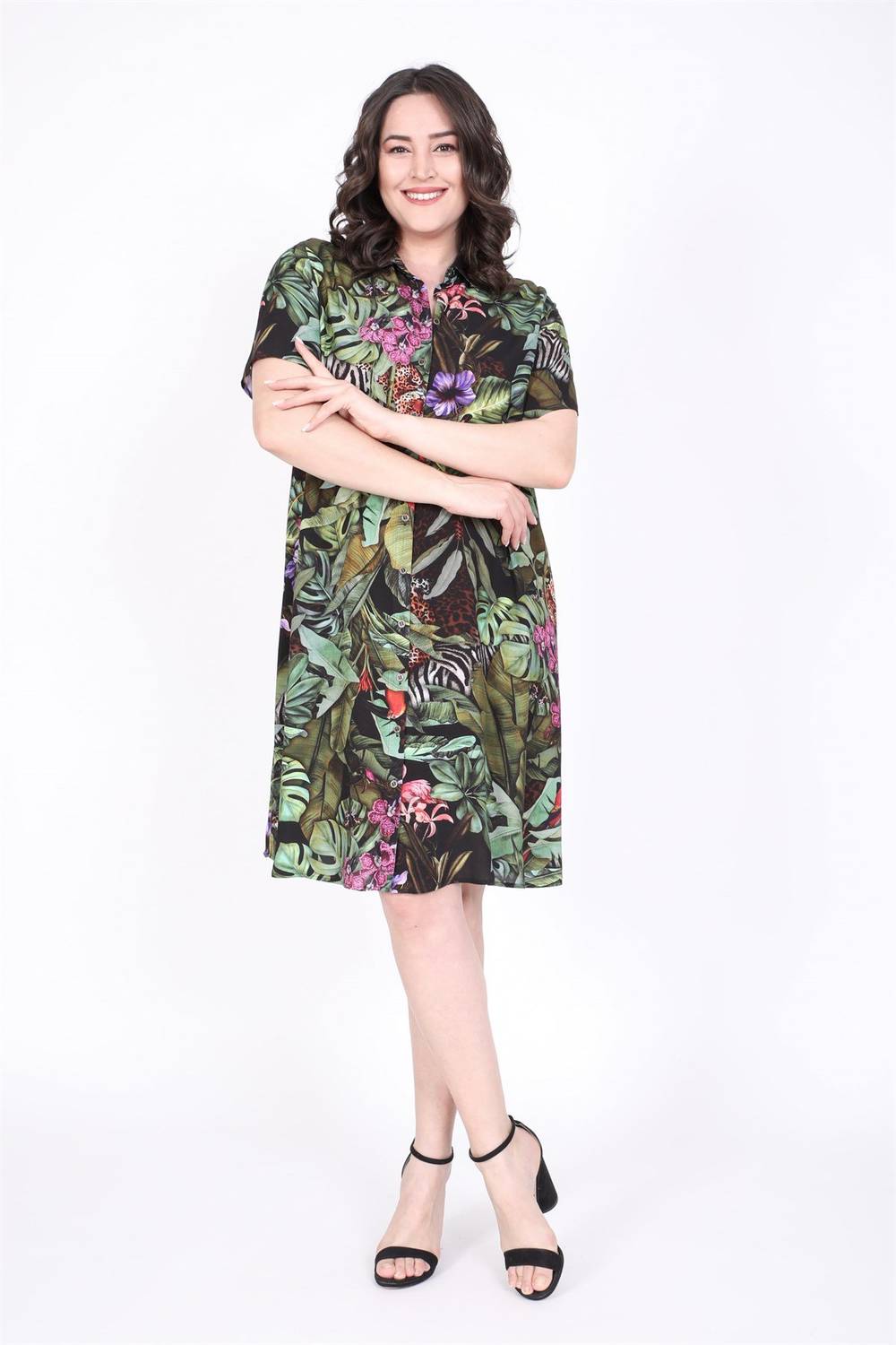 Viscose Short Sleeve Shirt Dress