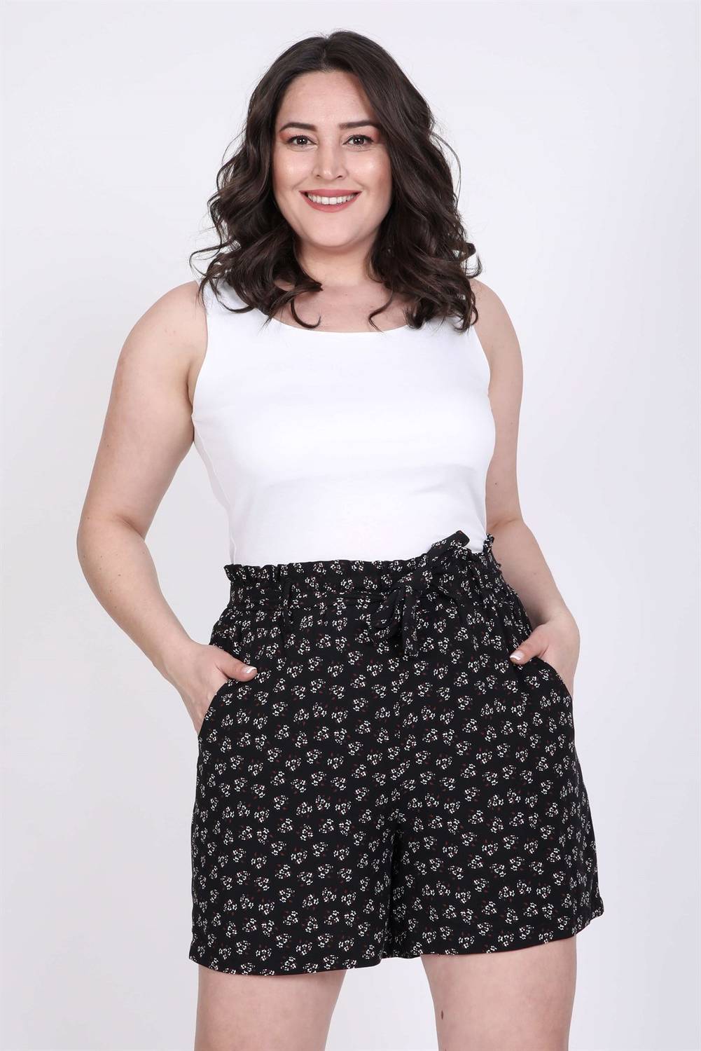 Elastic Waist and Belted Shorts