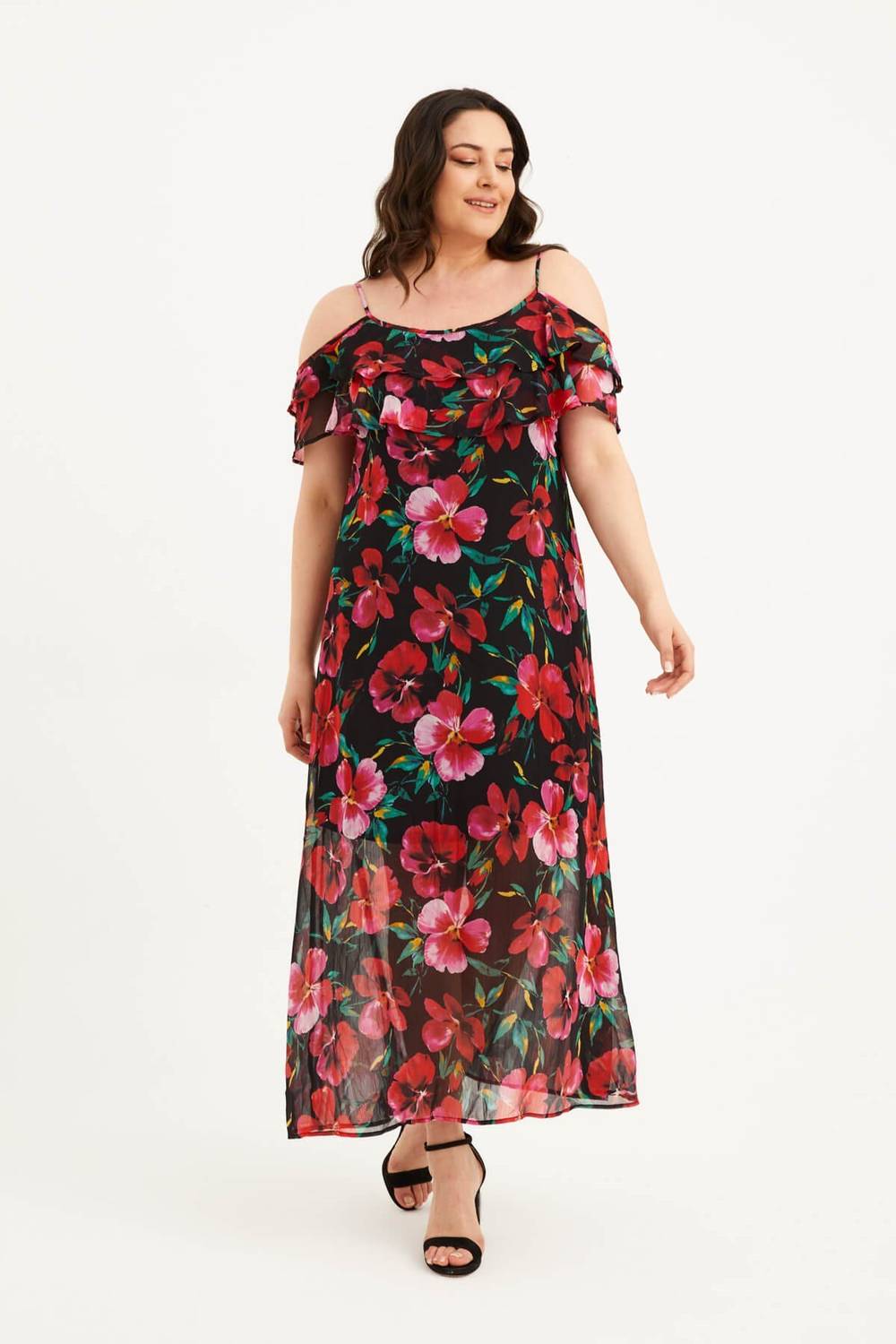 فستان مكسي بكشكشة