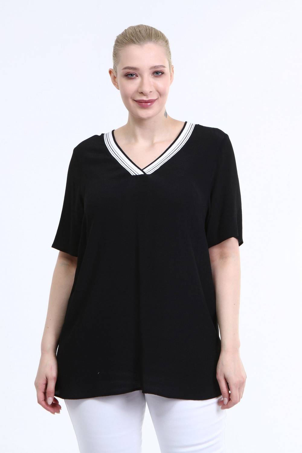 V Yaka Ribanalı Bluz