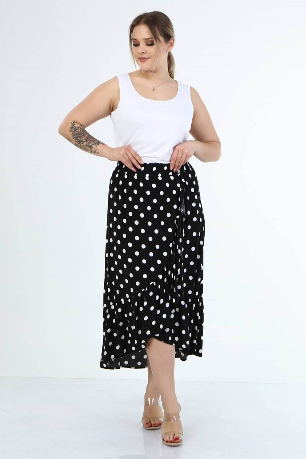 Платье с рюшами большого размера, черное, длина до колен, свободный крой, 100% вискоза, размеры 40-52, шикарный дизайн