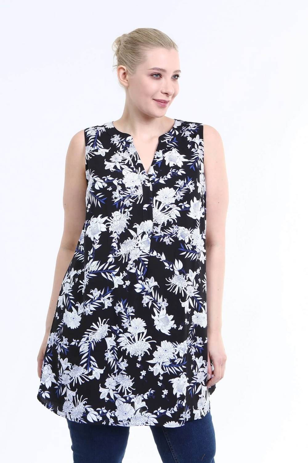 Sleeveless V Neck Blouse