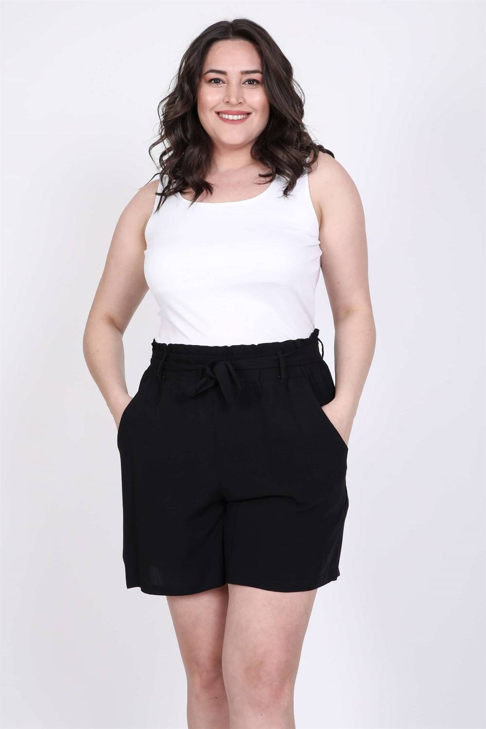 Elastic Waist and Belted Shorts