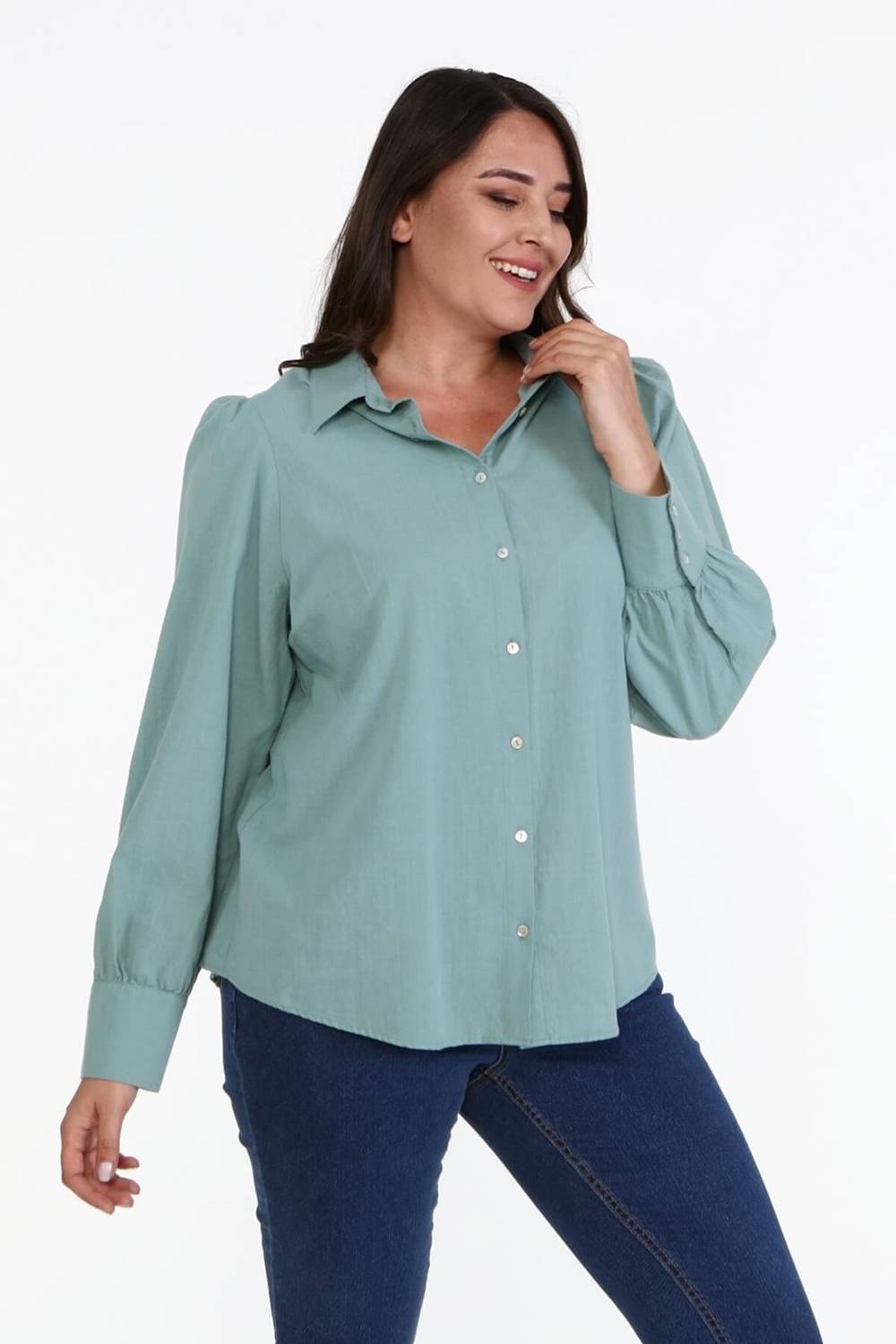 Pamuklu Büzgü Detaylı Gömlek 