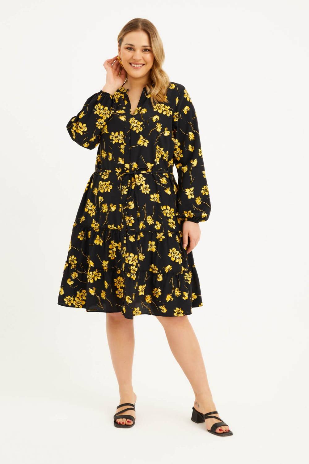 Frill Detailed Belted Dress