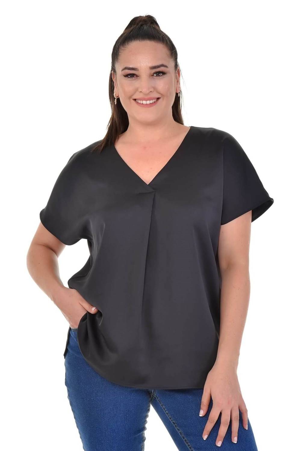 V Neck Satin Blouse