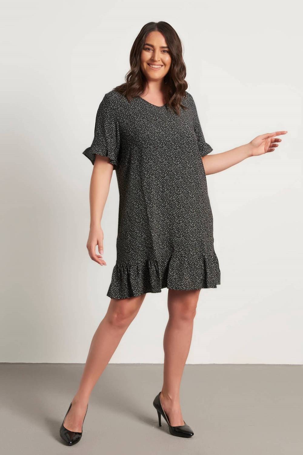 Skirt and Sleeves Frilly Dress