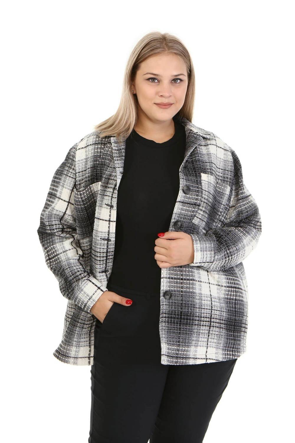 Textured Check Lined Jacket