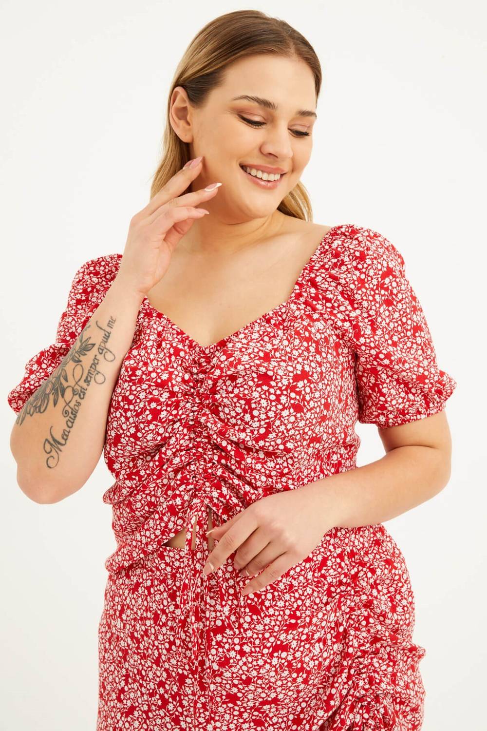 Square Neck Pleated Top