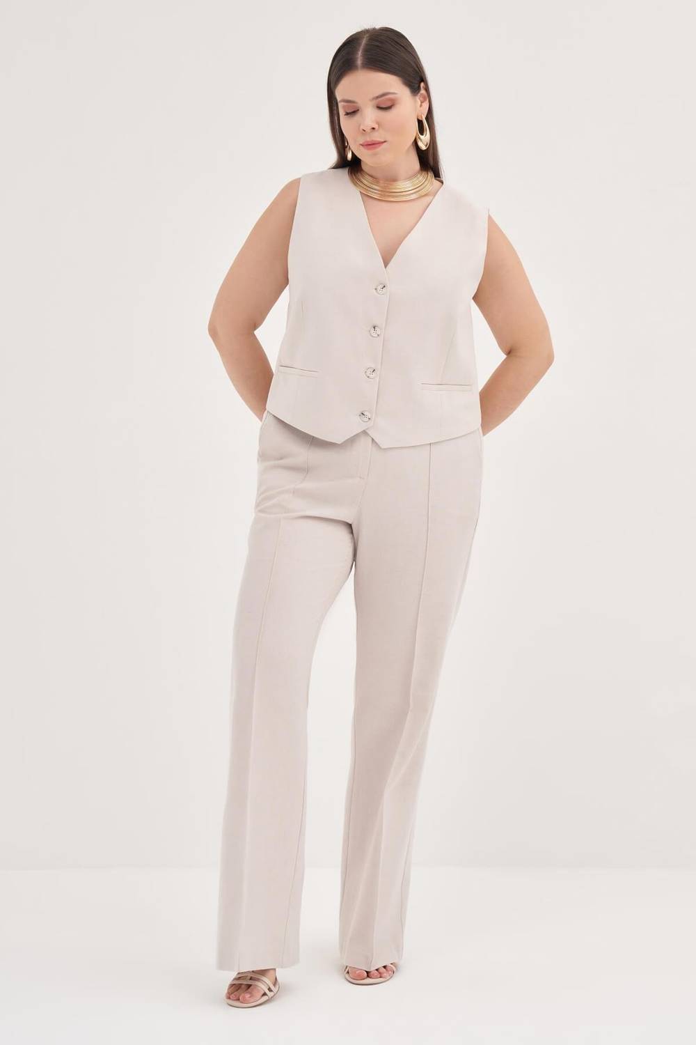 Keten Düz Kesim Klasik Pantolon