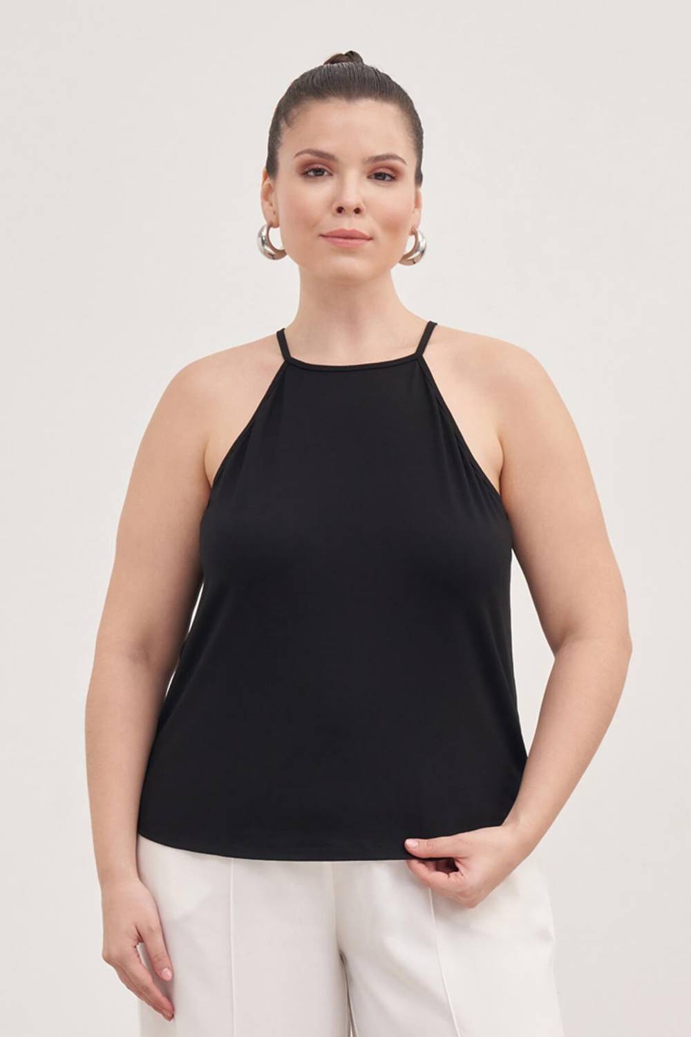 Halter Yaka Bağlamalı Bluz