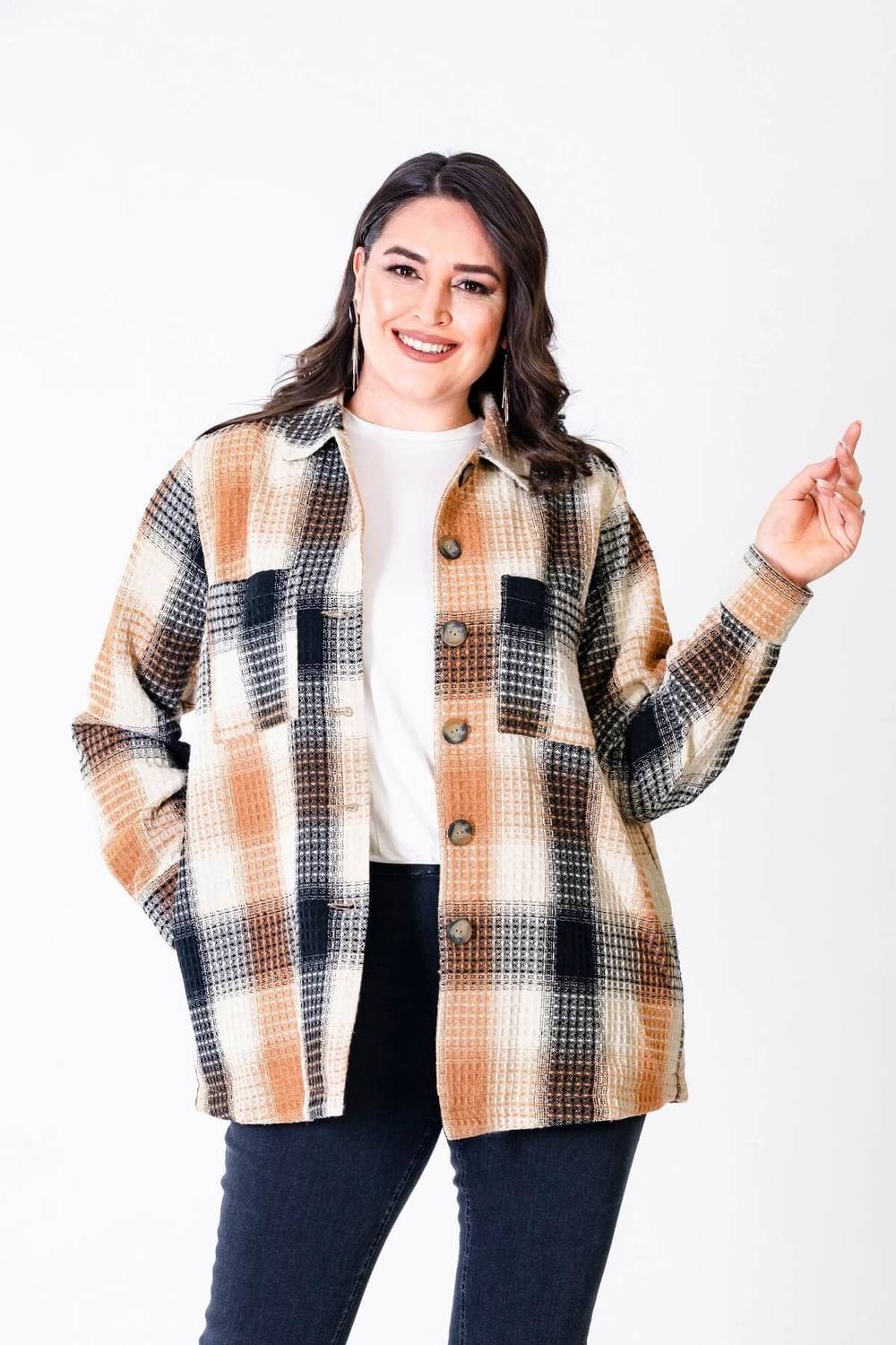 جاكيت مبطن بنقشة مربعات