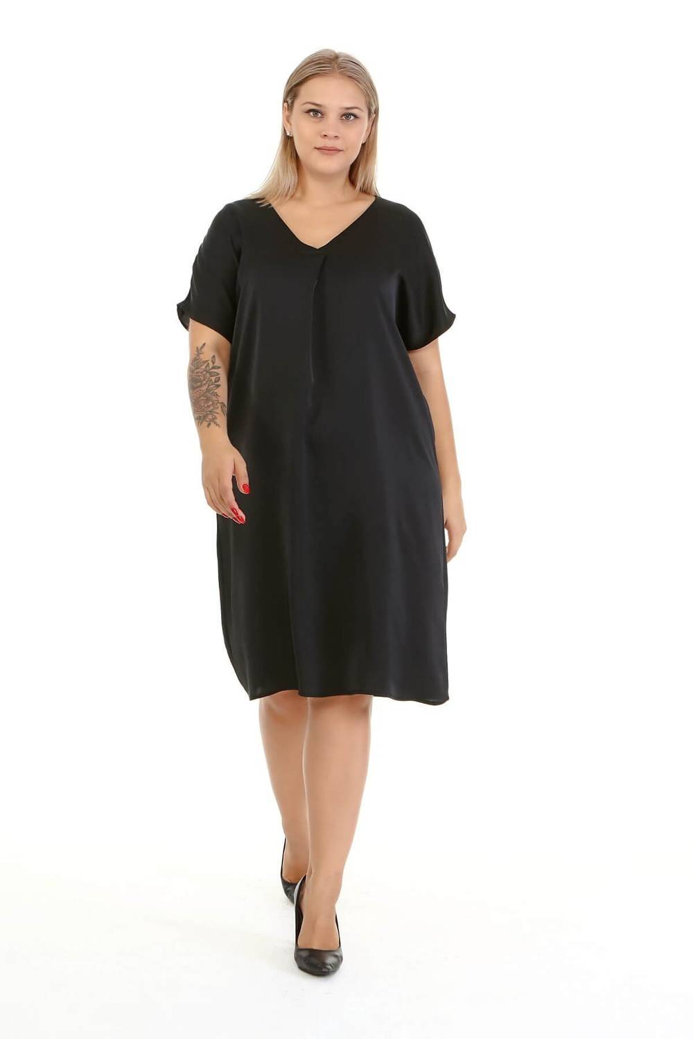 Düşük Kol Saten Elbise