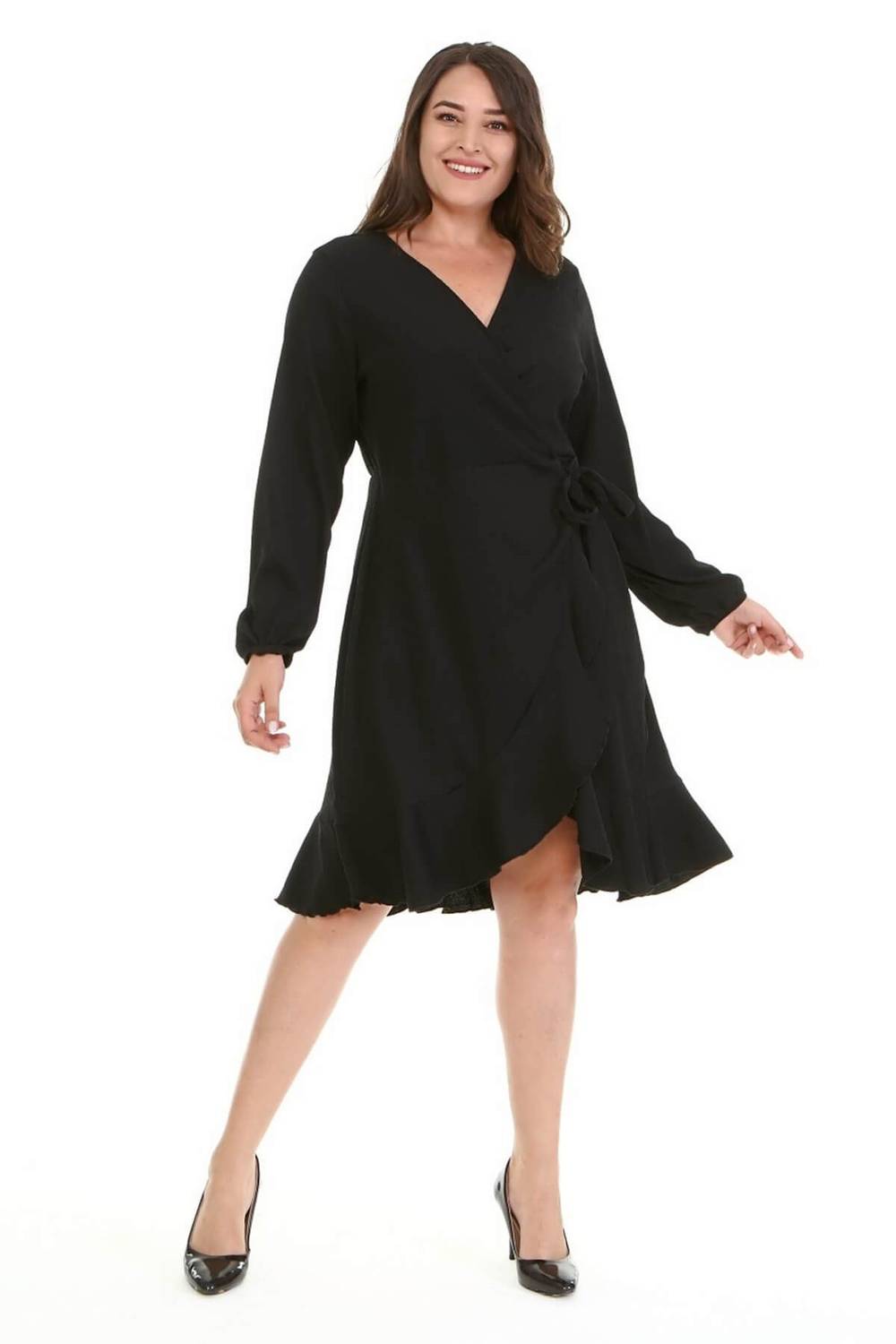 Wrap Skirt Ruffle Dress