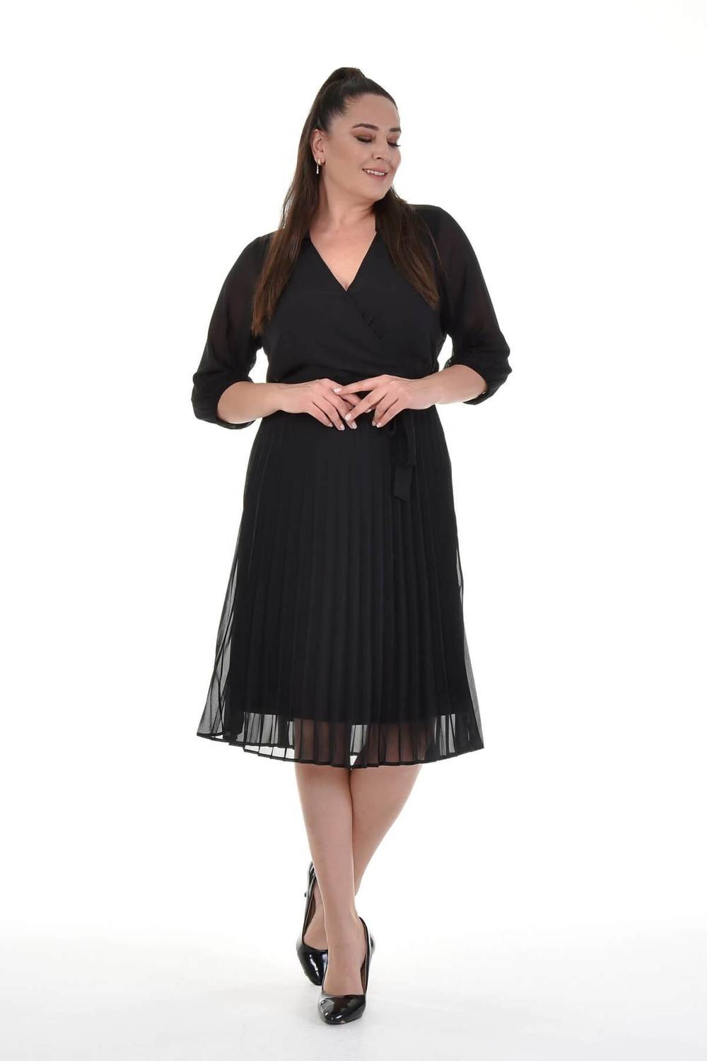 Lined Chiffon Pleated Dress