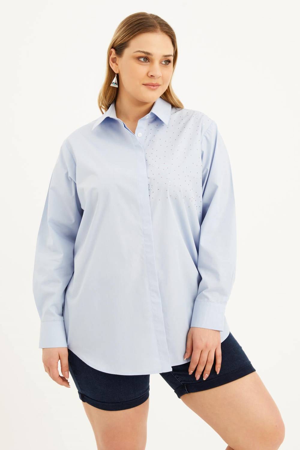 Oversize Stone Printed Poplin Shirt